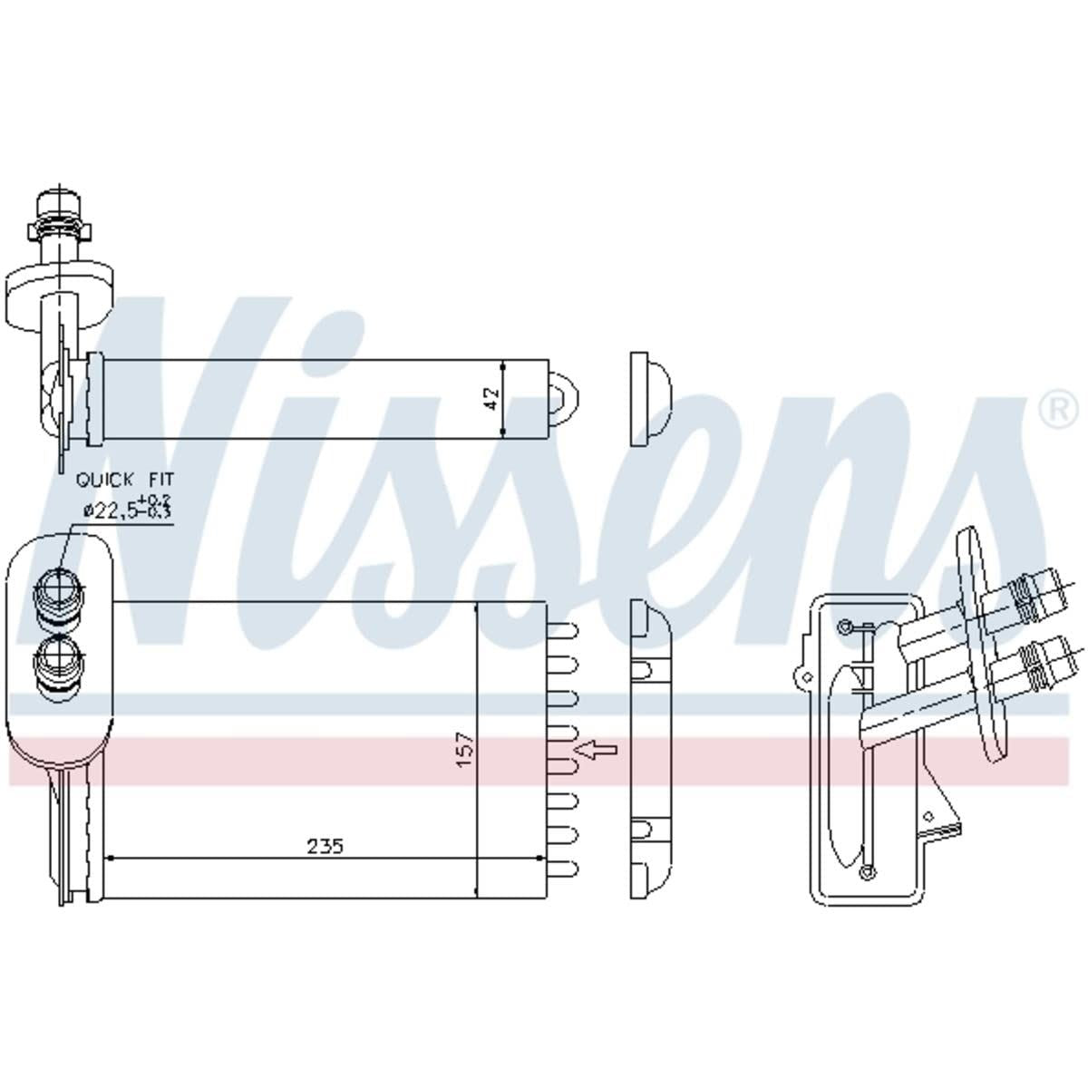 Núcleo del calentador HVAC Nissens North America 73921