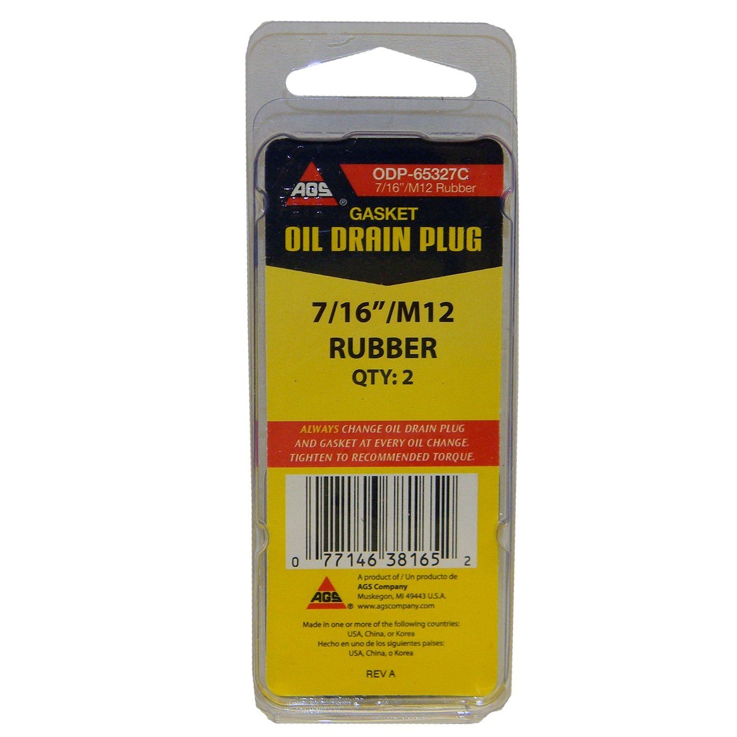 AGS Company ODP-65327C Junta de tapón de drenaje de aceite del motor