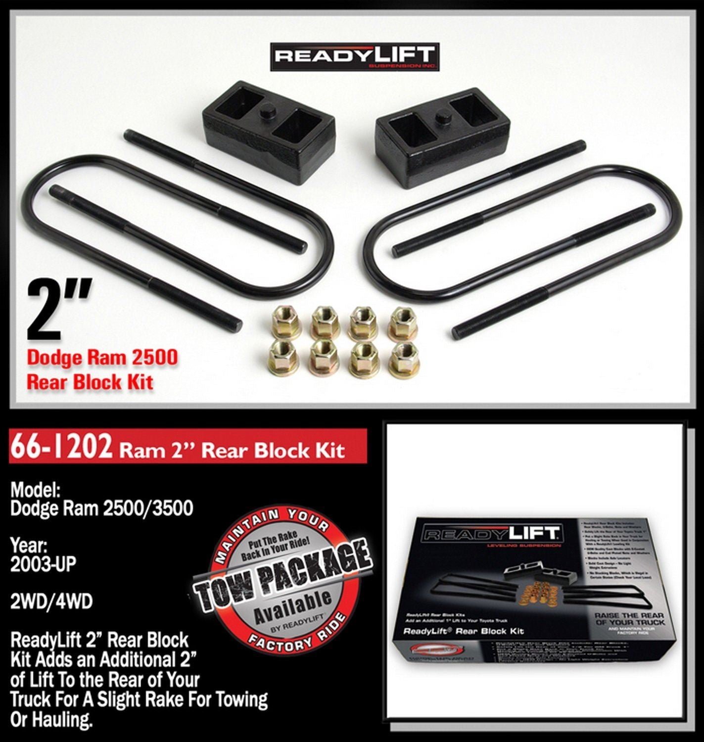 Ready Lift 66-1202 Suspension Leaf Spring Block Kit