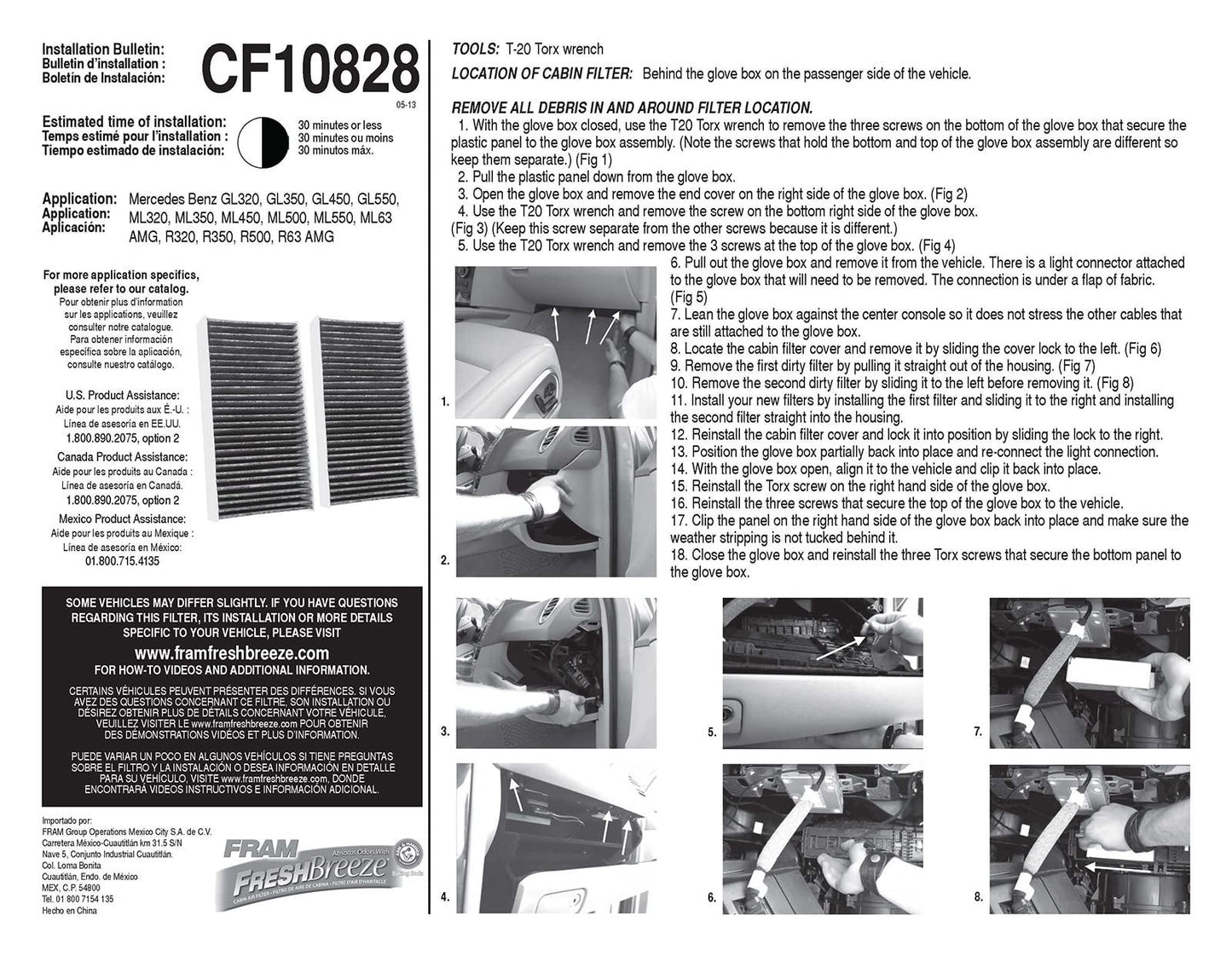 Fram CF10828 Filtro de aire de cabina
