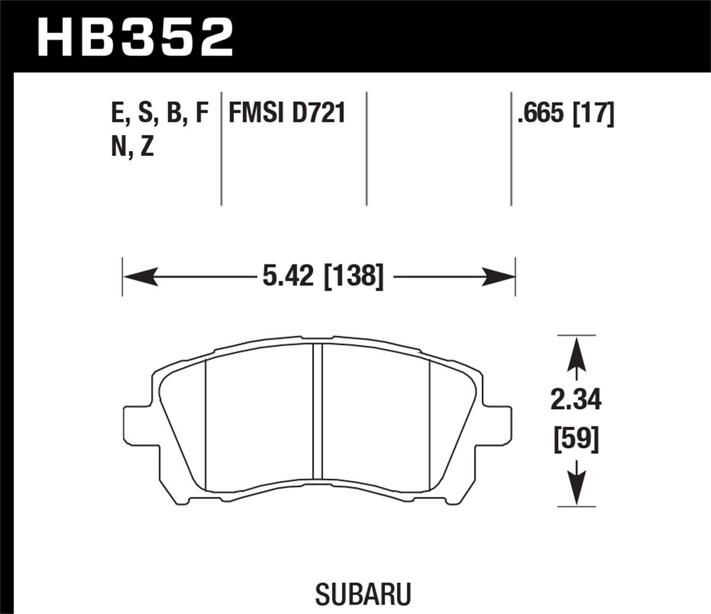 HAWK PERFORMANCE HB352N.665 Disc Brake Pad Set