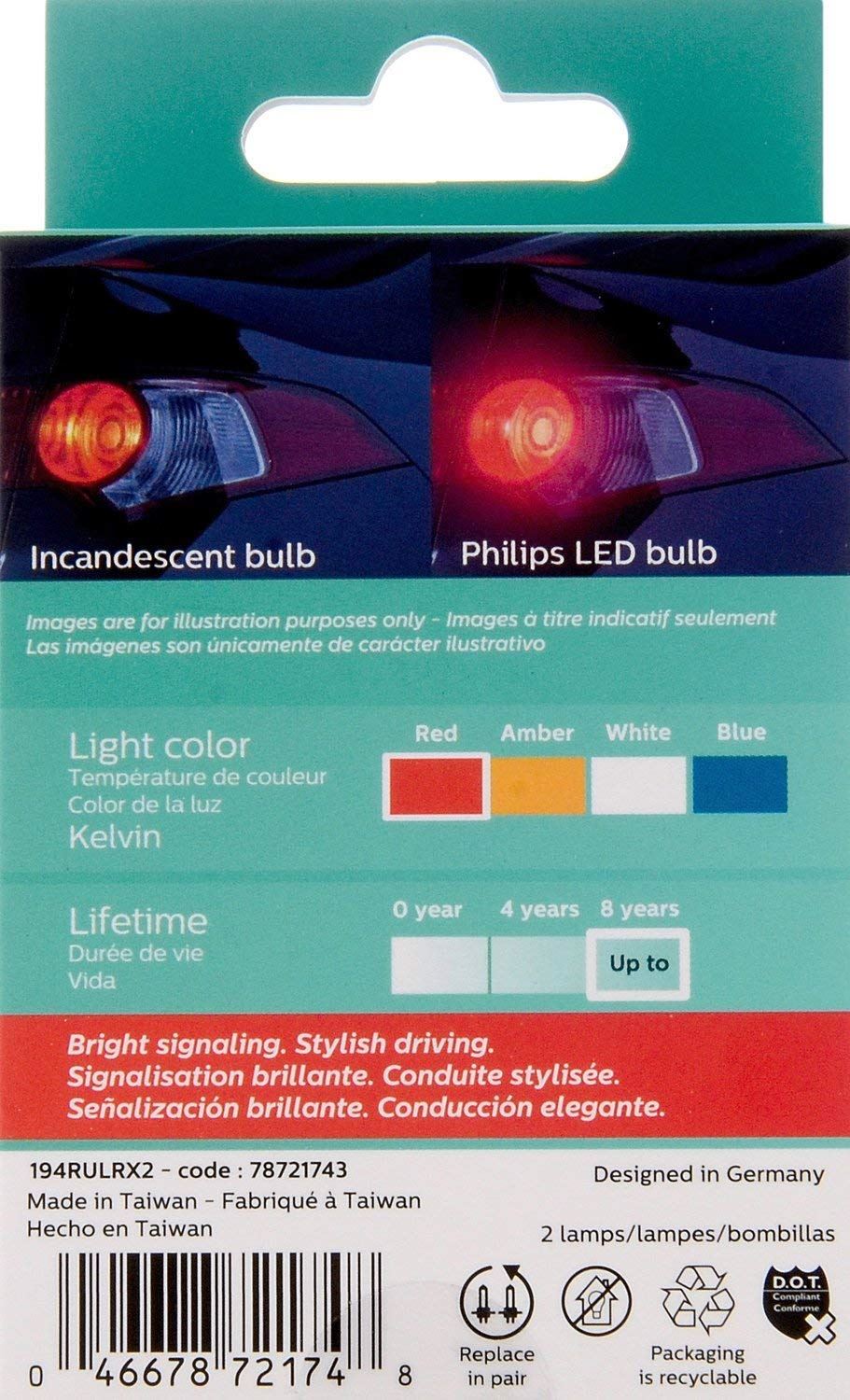 Ampoule de feu de position latéral Philips 194RLED