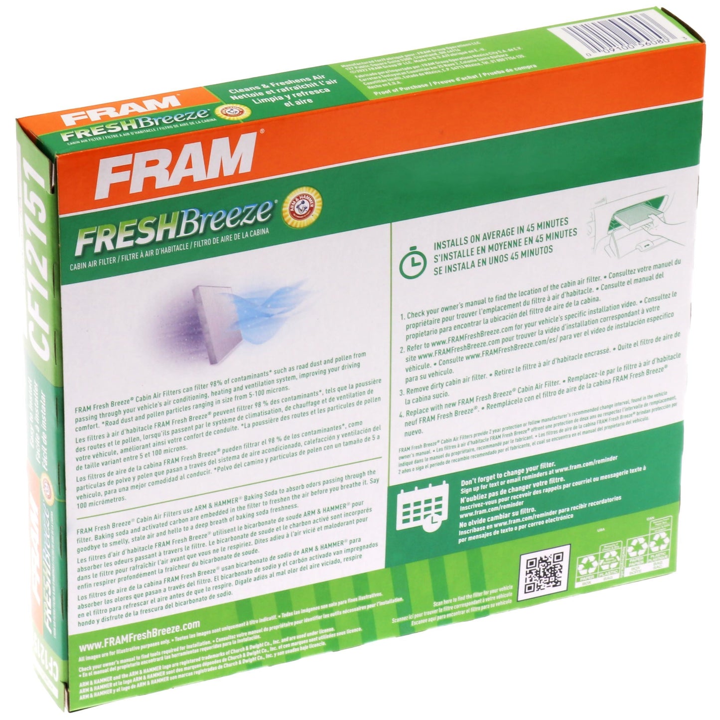 Filtre à air d'habitacle Fram CF12151