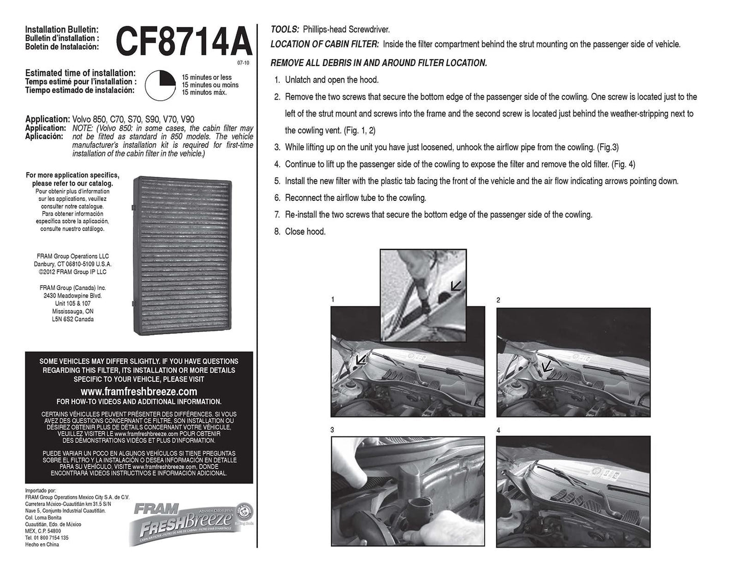 Fram CF8714A Cabin Air Filter