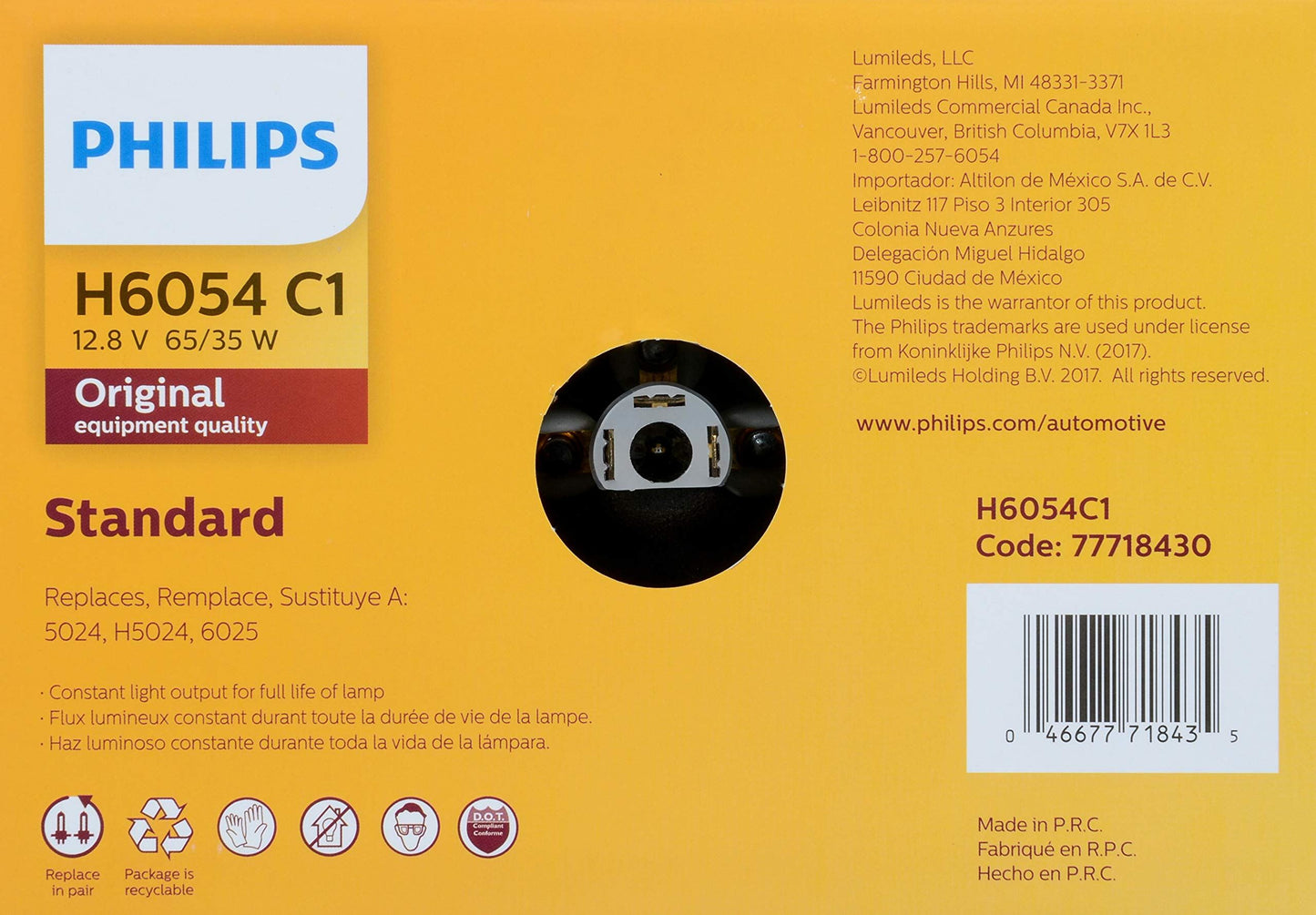 Philips H6054C1 Headlight Bulb