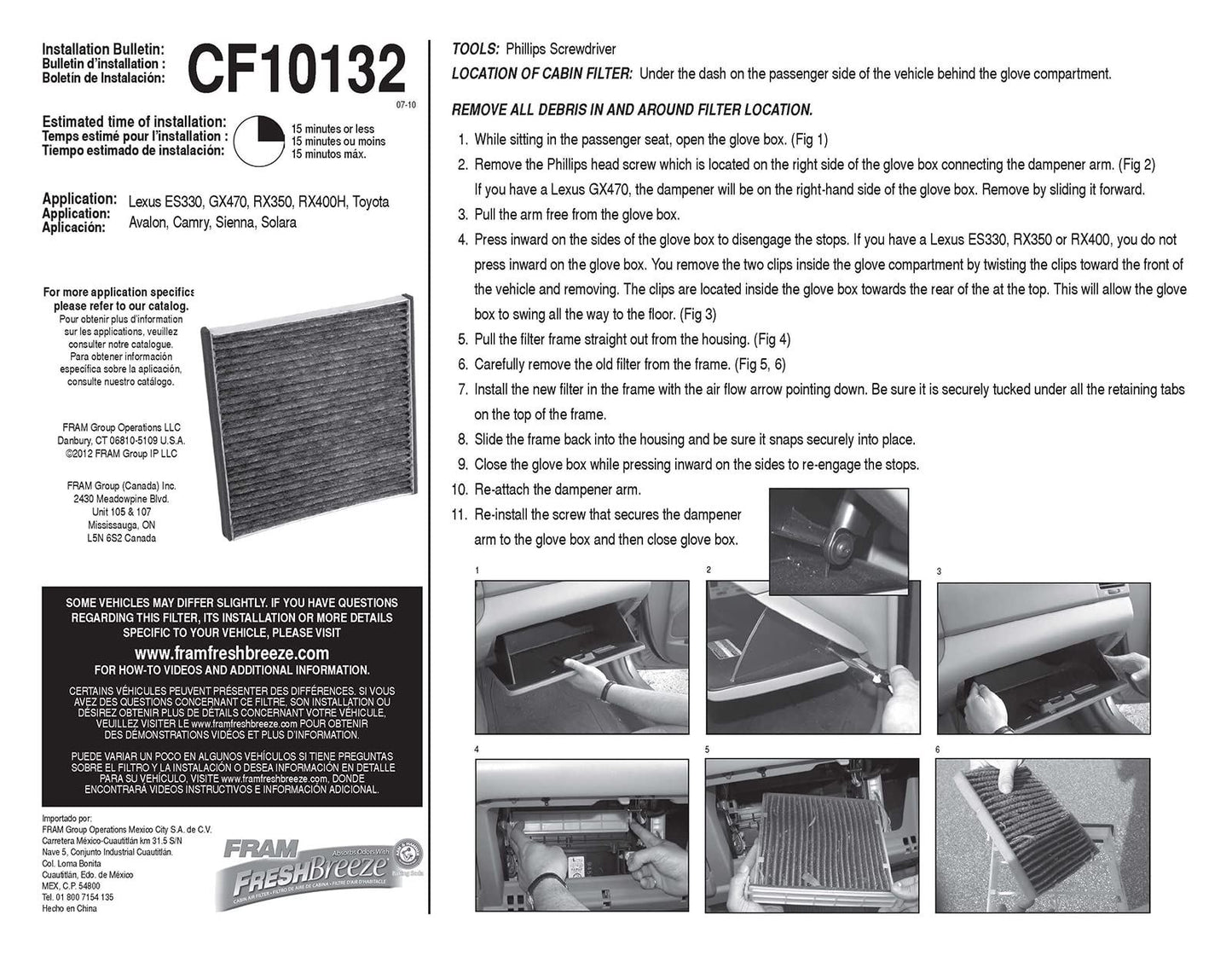 Fram CF10132 Cabin Air Filter