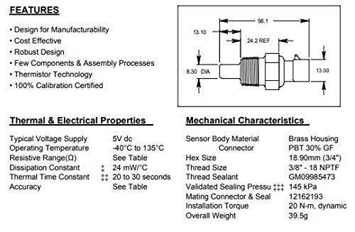 ACDelco GM Original Equipment 213-928 Sensor de temperatura del refrigerante del motor