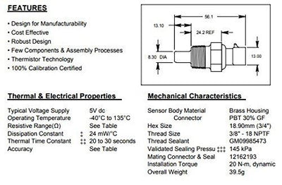 ACDelco GM Original Equipment 213-928 Sensor de temperatura del refrigerante del motor