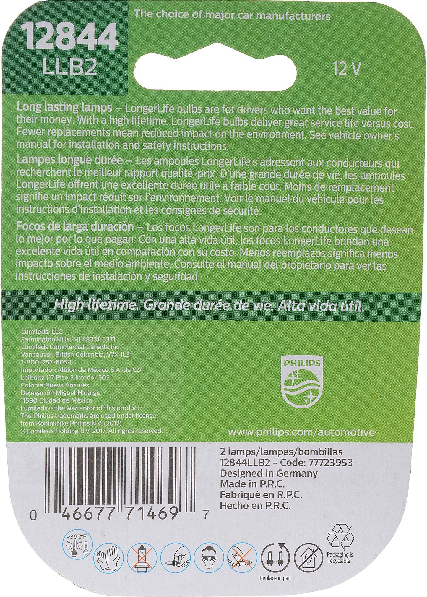 Philips 12844LLB2 Ampoule de plaque d'immatriculation