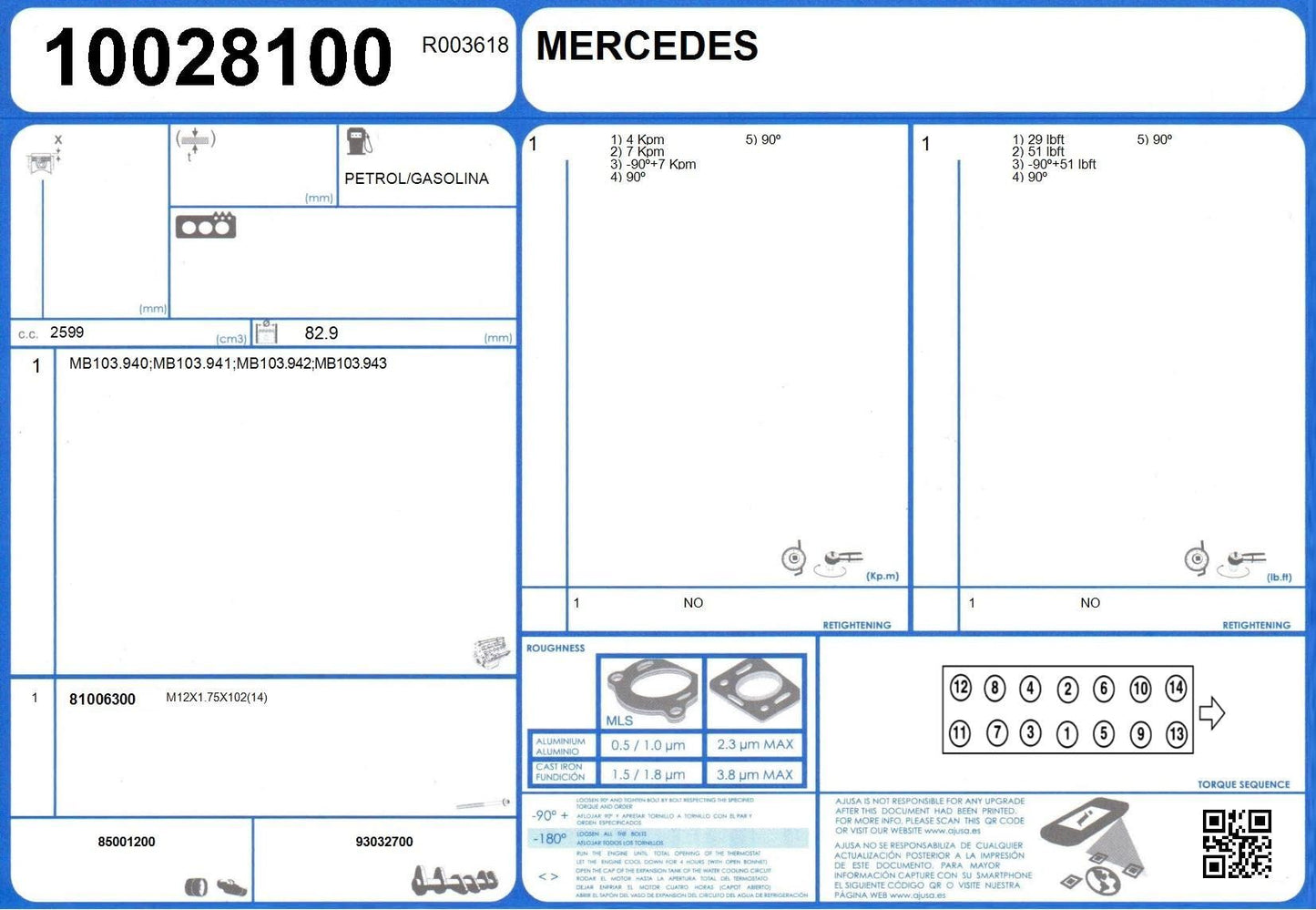 CRP 81006300 Engine Cylinder Head Bolt Set