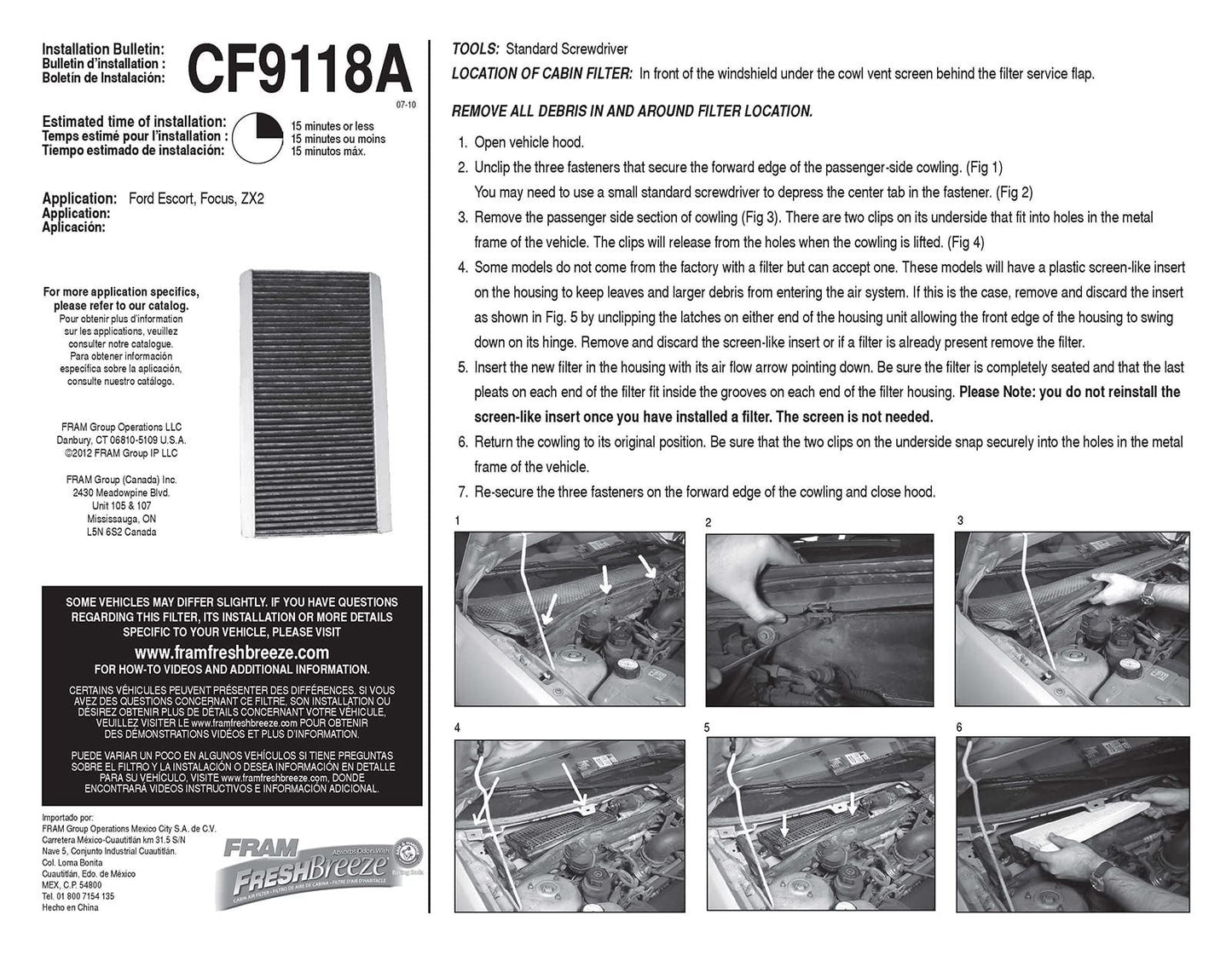 Fram CF9118A Cabin Air Filter