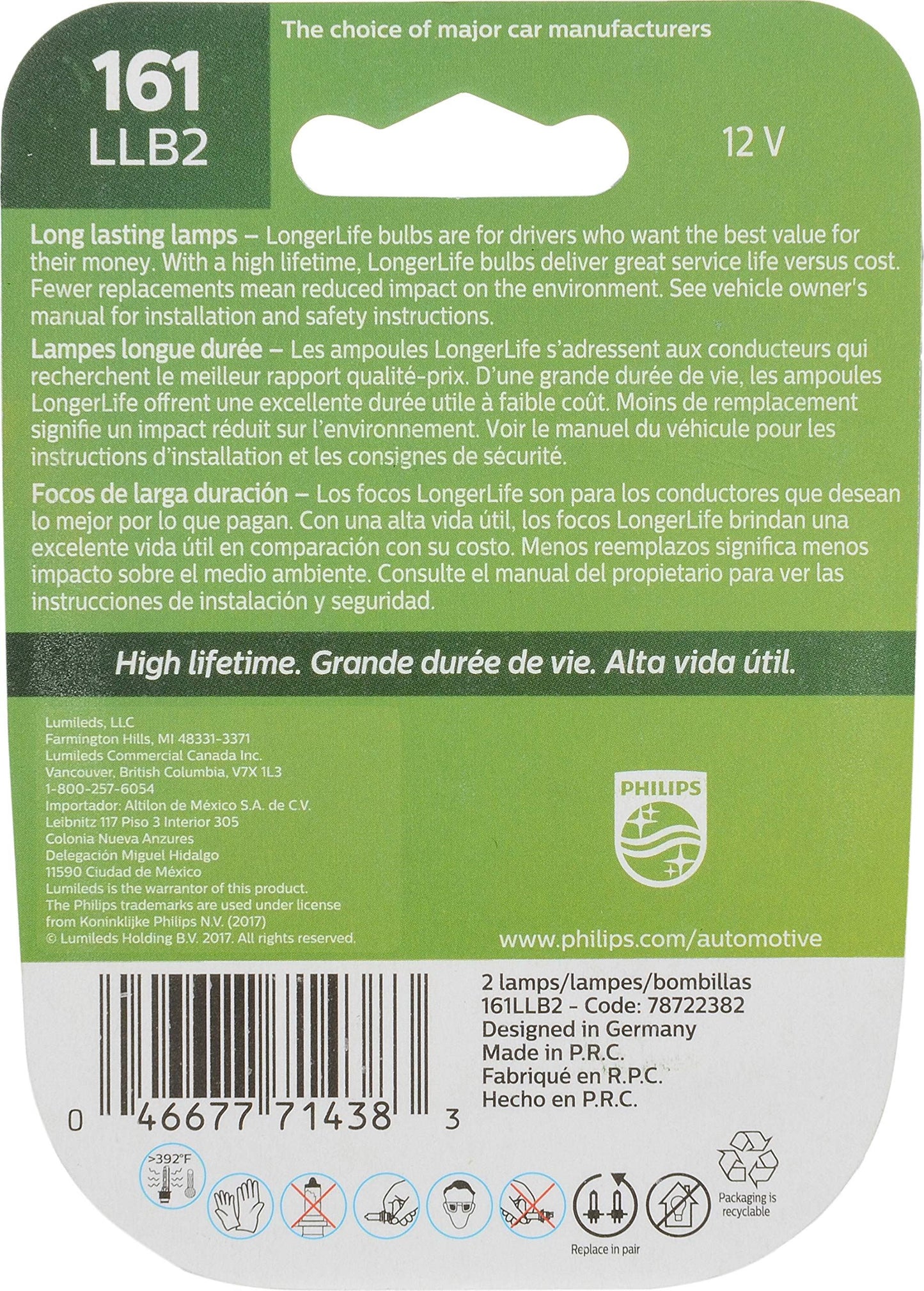 Philips 161LLB2 Ampoule de tableau de bord