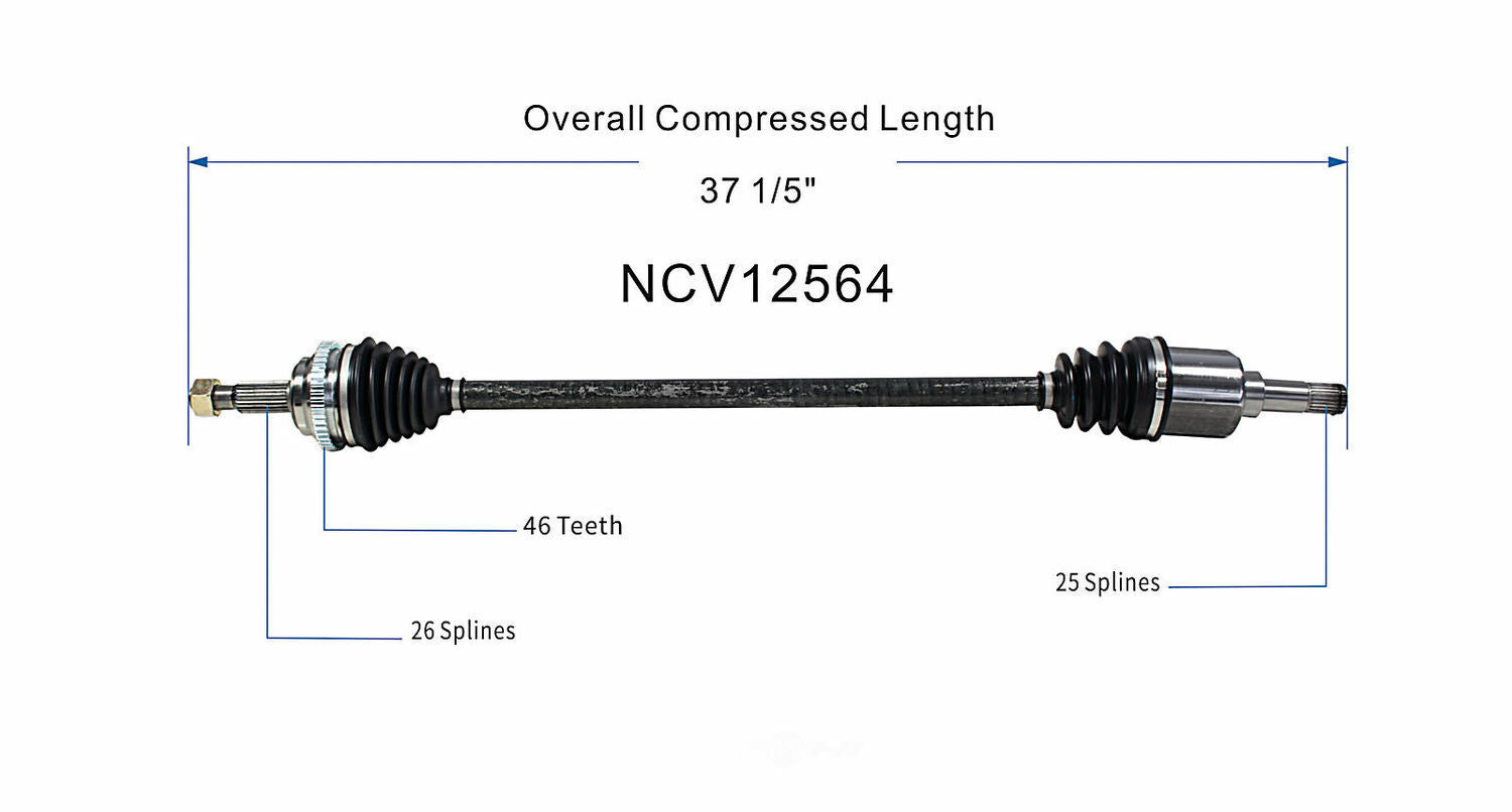 GSP North America NCV12564 CV Axle Assembly