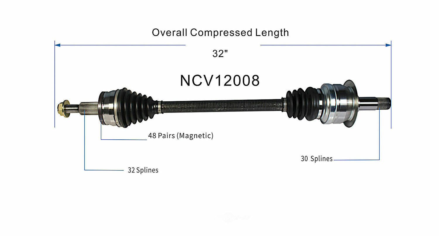 GSP North America NCV12008 CV Axle Assembly