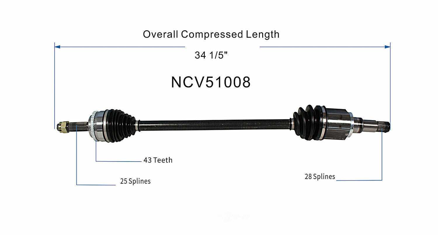 GSP North America NCV51008 CV Axle Assembly