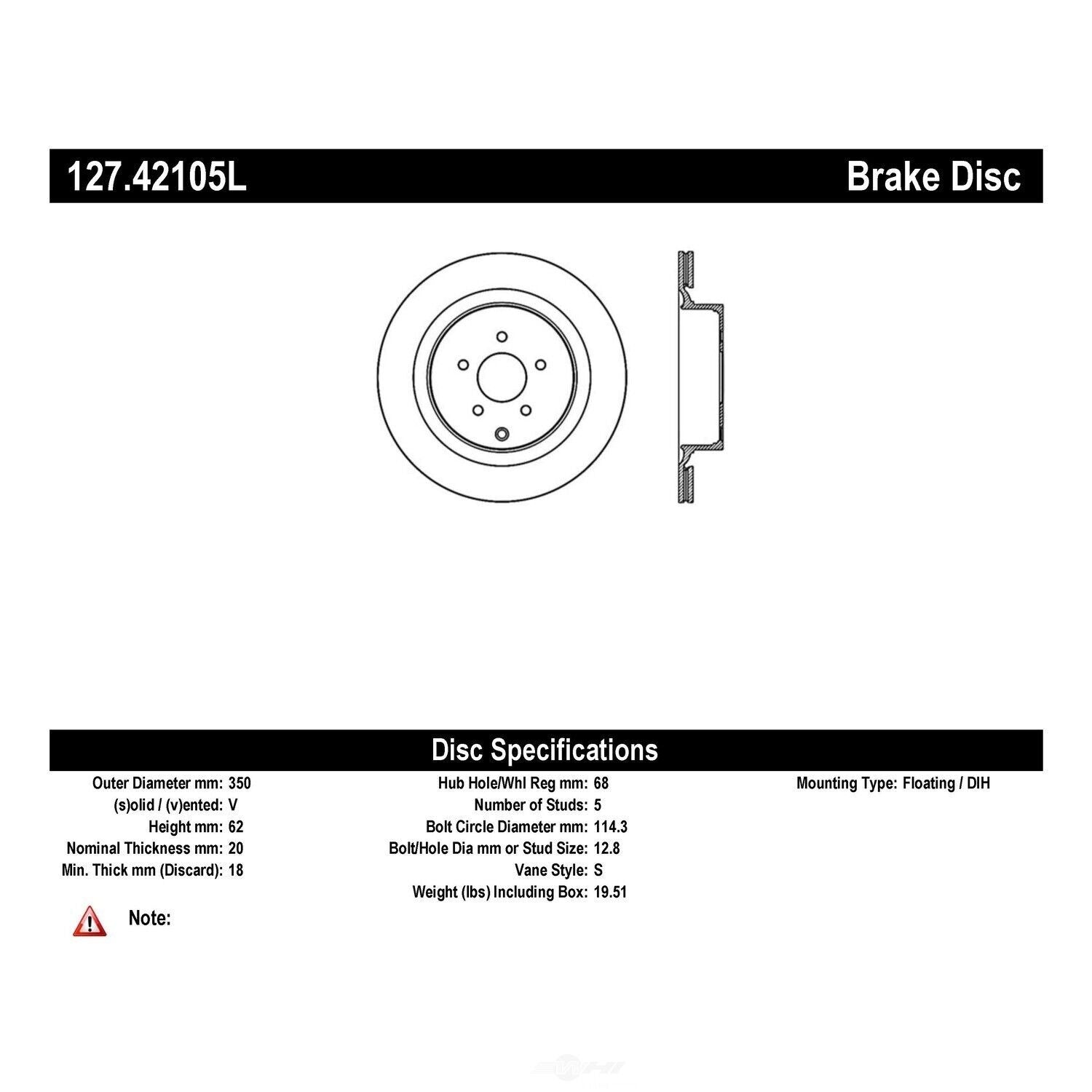 Stoptech 127.42105L Disc Brake Rotor
