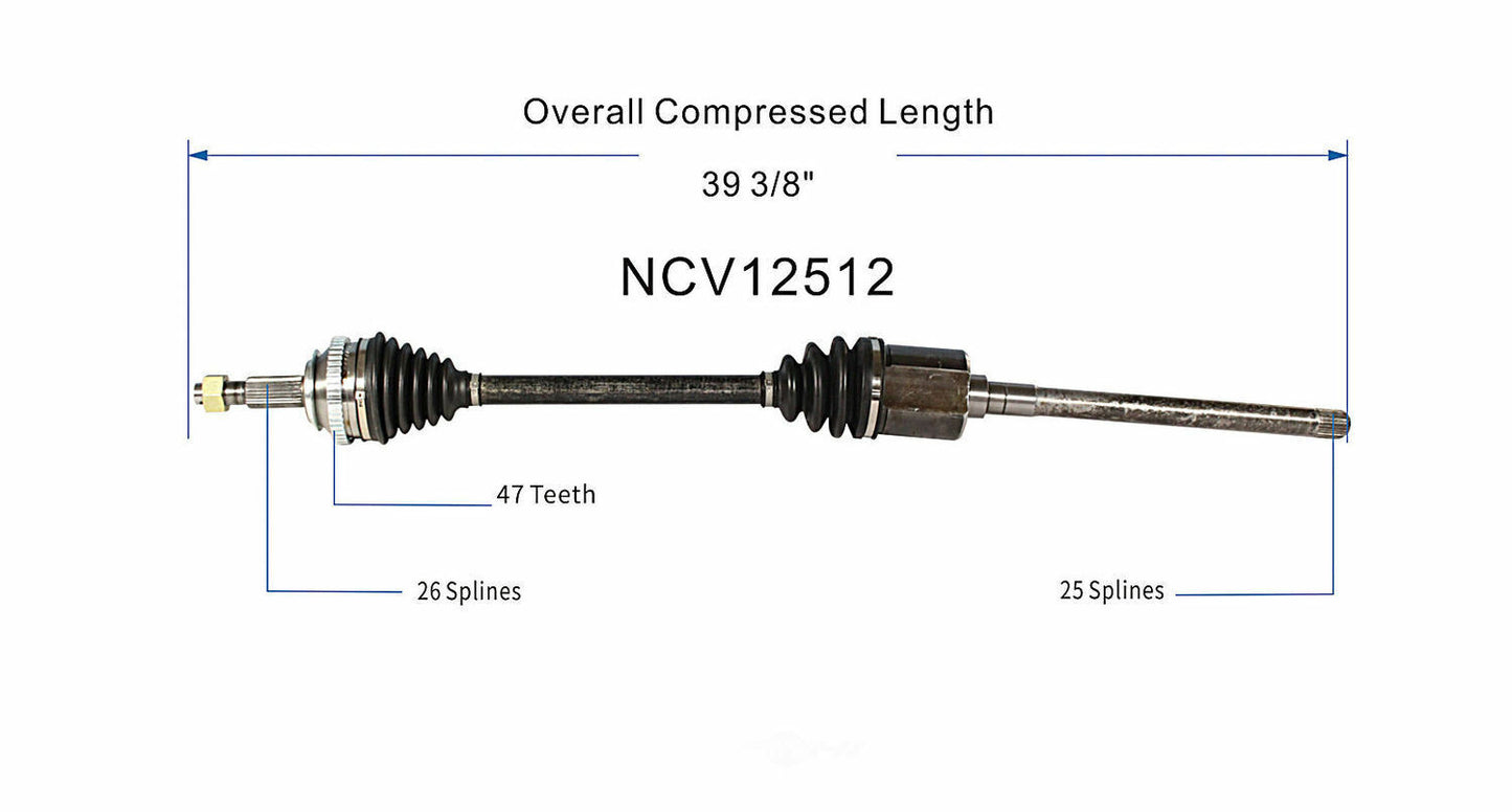 GSP North America NCV12512 CV Axle Assembly