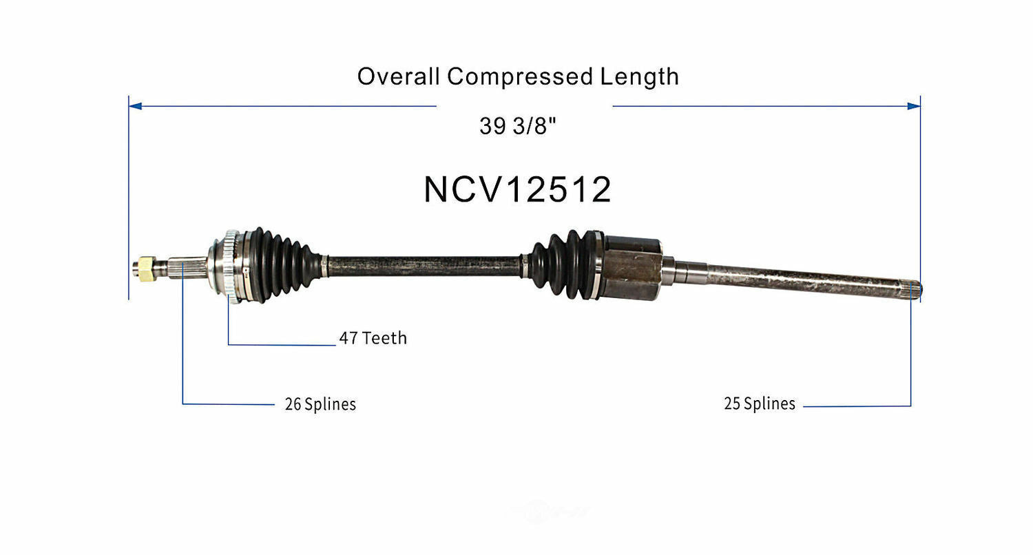 GSP North America NCV12512 CV Axle Assembly