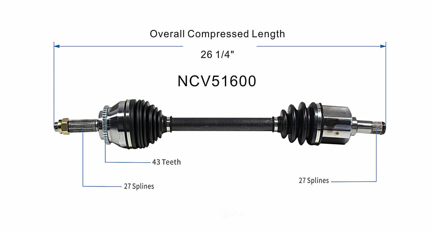 GSP North America NCV51600 CV Axle Assembly