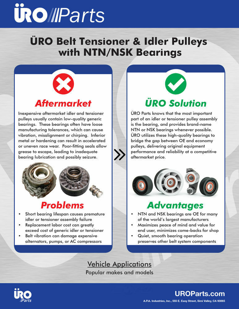 URO SHORT SKU URO-000478 Accessory Drive Belt Tensioner