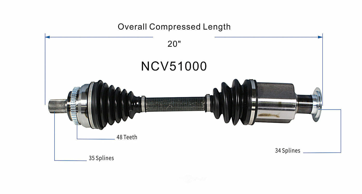 GSP North America NCV51000 CV Axle Assembly