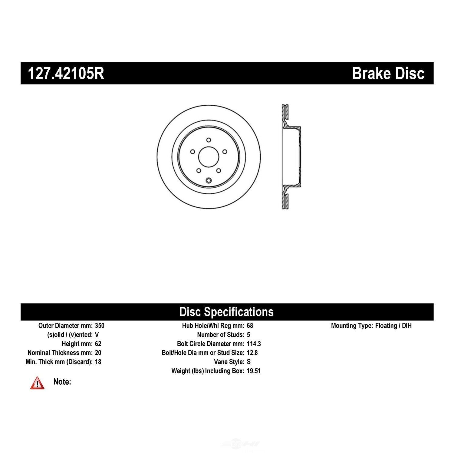Stoptech 127.42105R Disc Brake Rotor