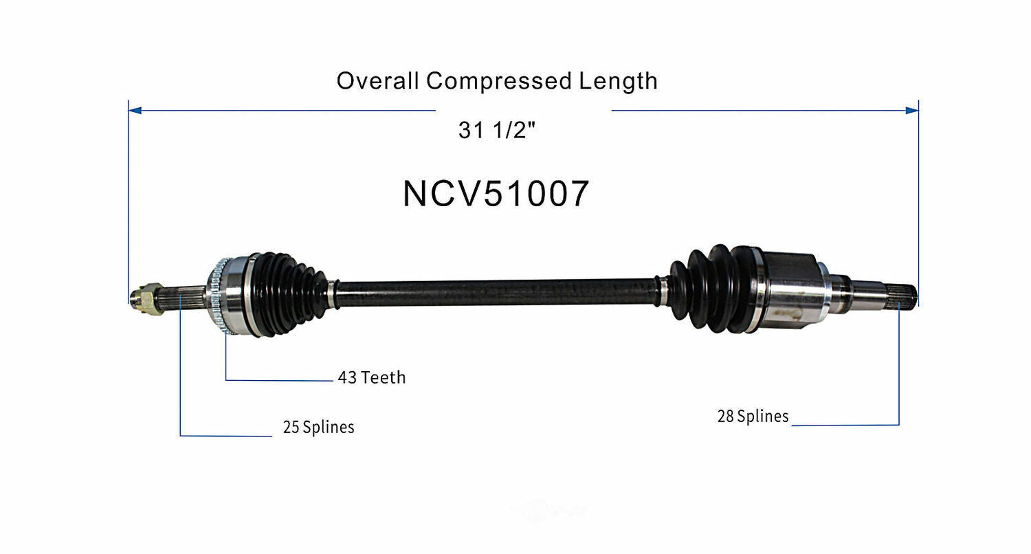 GSP North America NCV51007 CV Axle Assembly