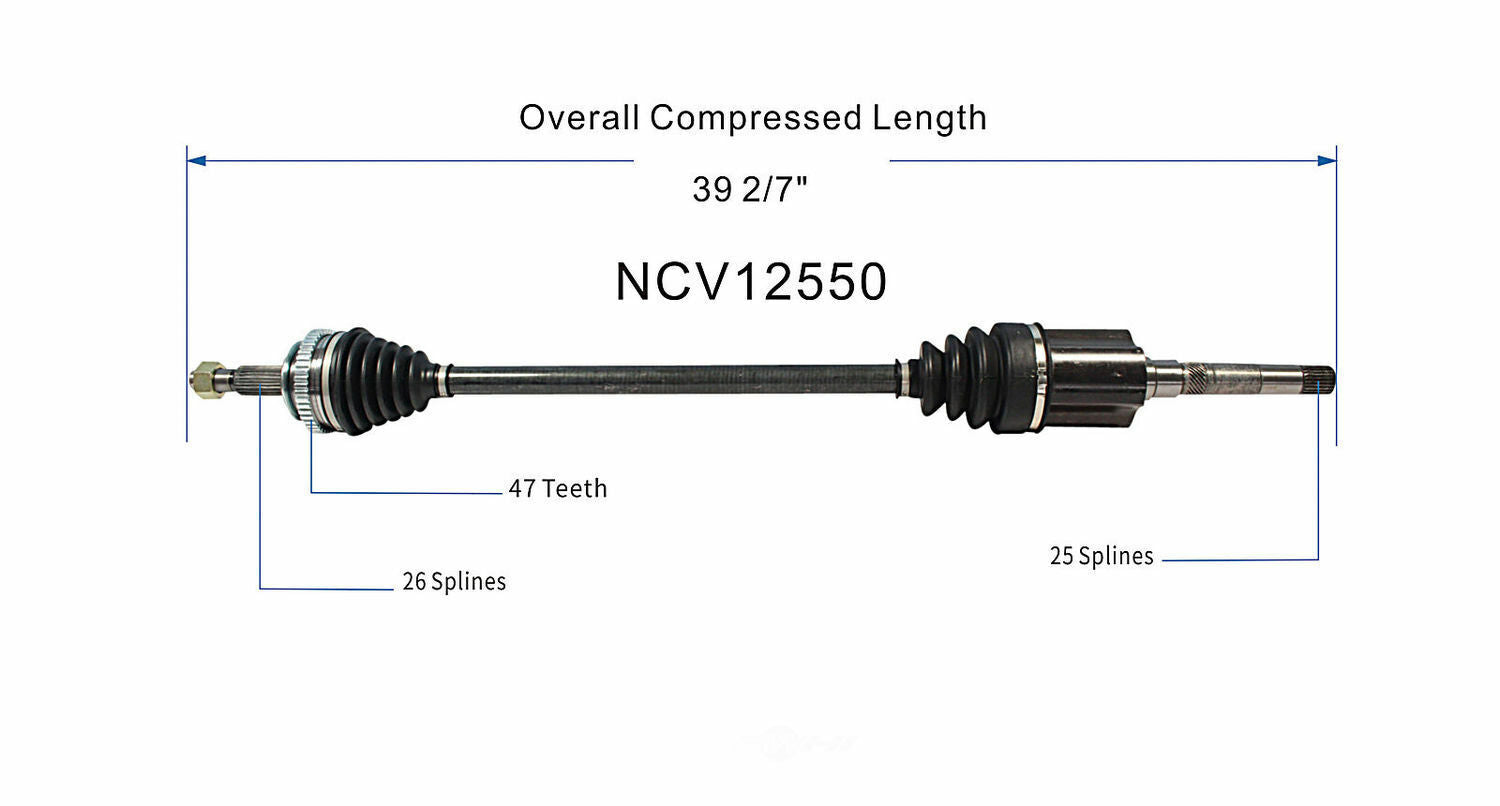 GSP North America NCV12550 CV Axle Assembly