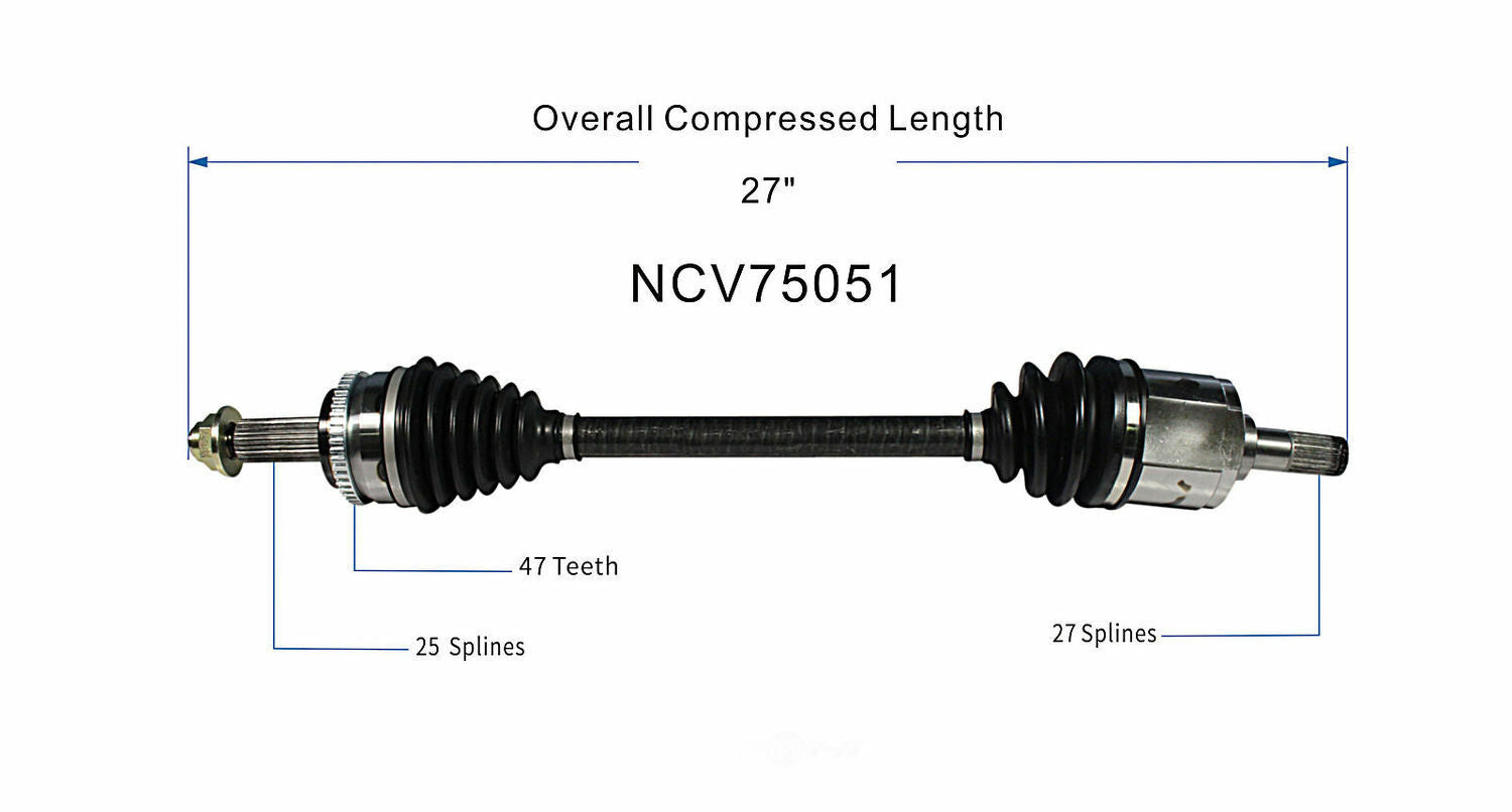 GSP North America NCV75051 CV Axle Assembly