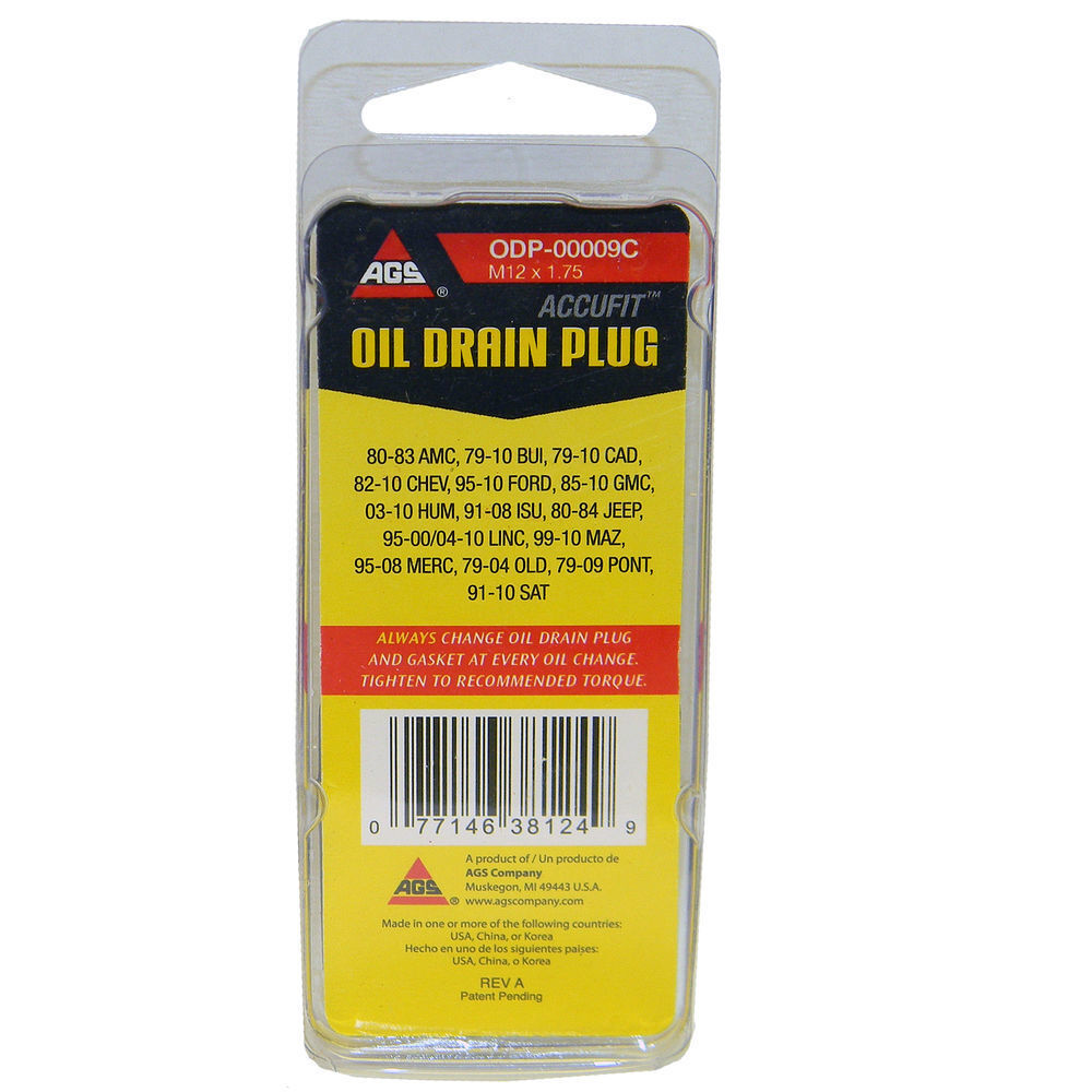 AGS Company ODP-00009C Engine Oil Drain Plug