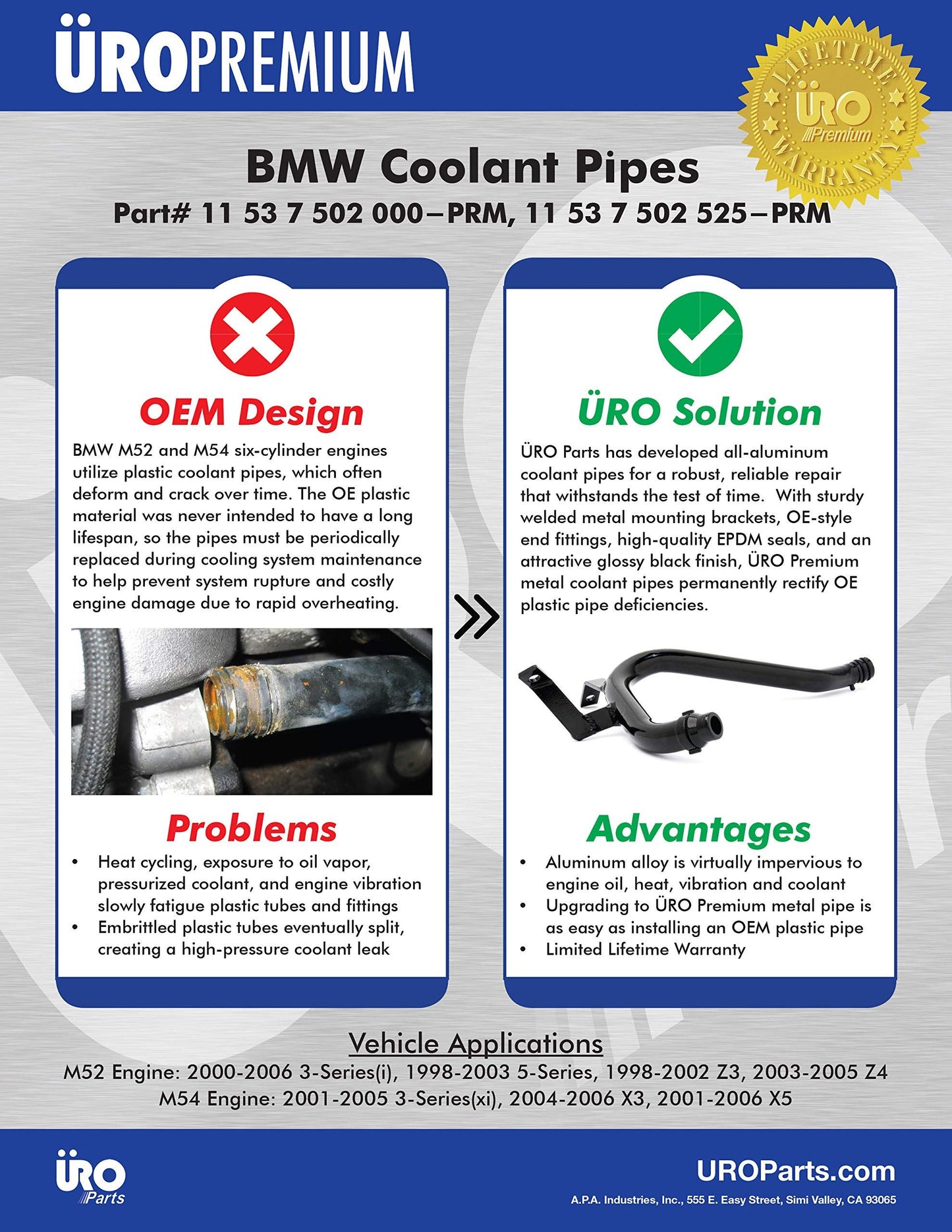 URO Parts URO-009420 Engine Coolant Pipe