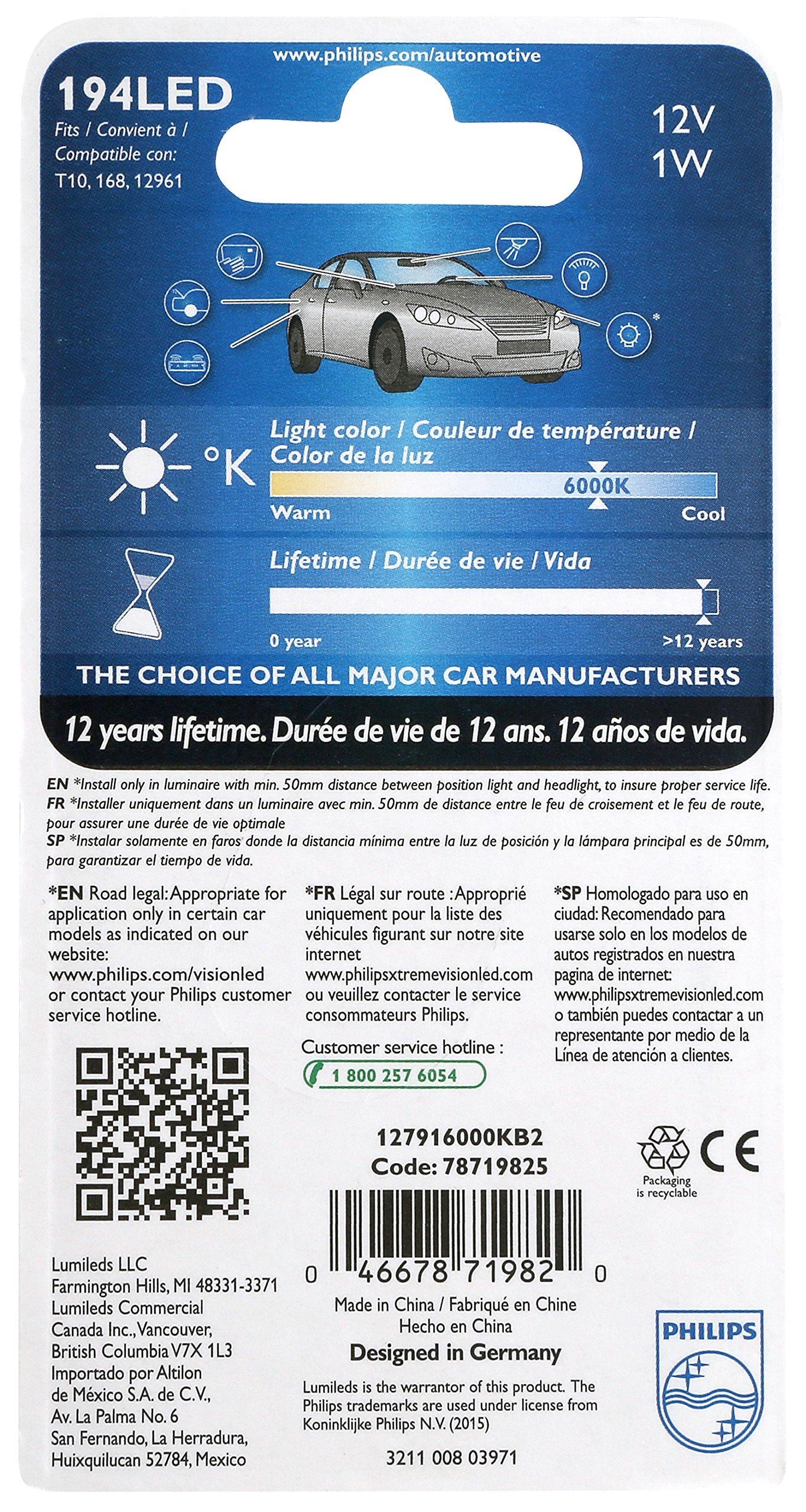 Bombilla Philips 194LED para visera solar
