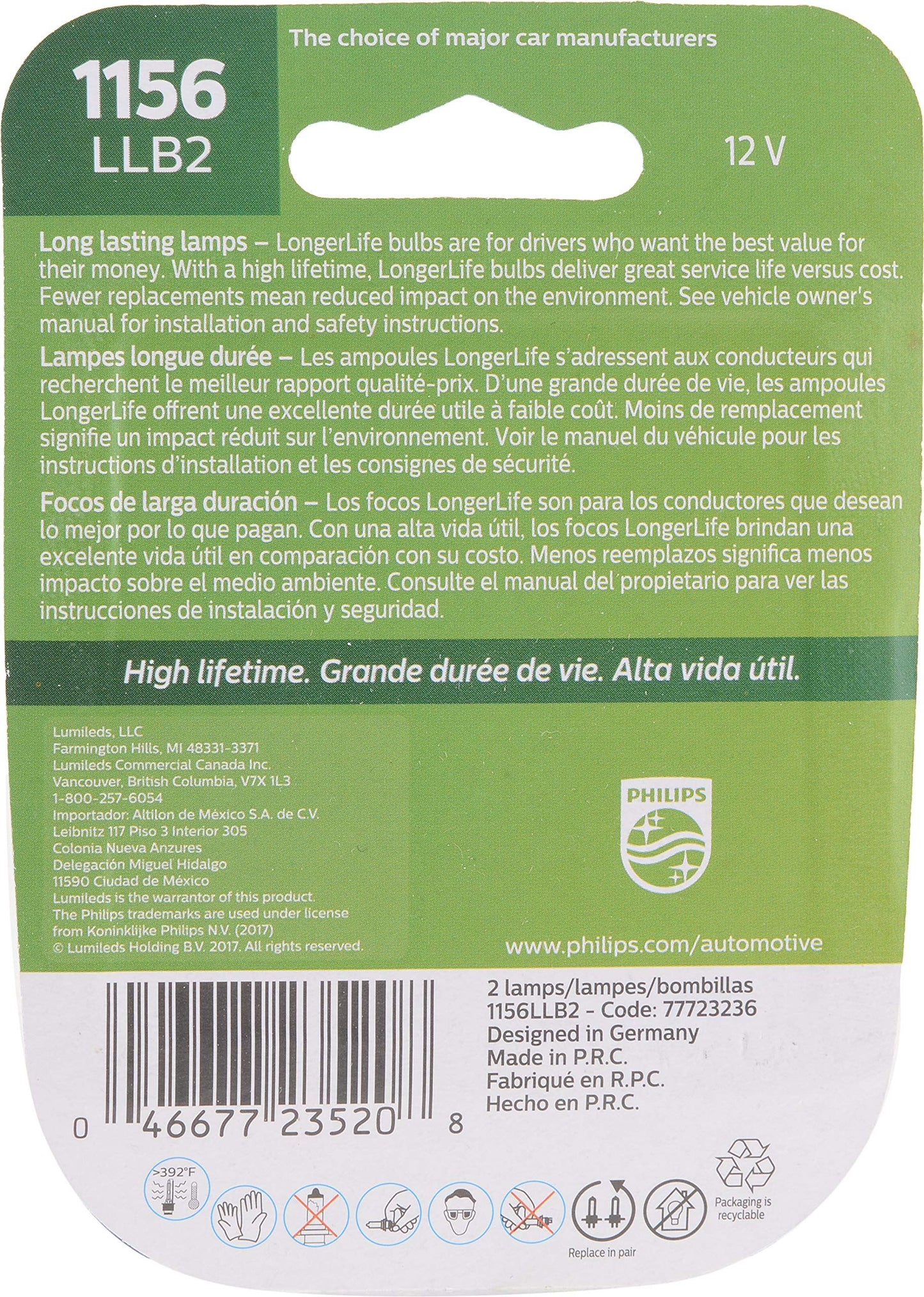 Philips 1156NALLB2 Bombilla de luz intermitente