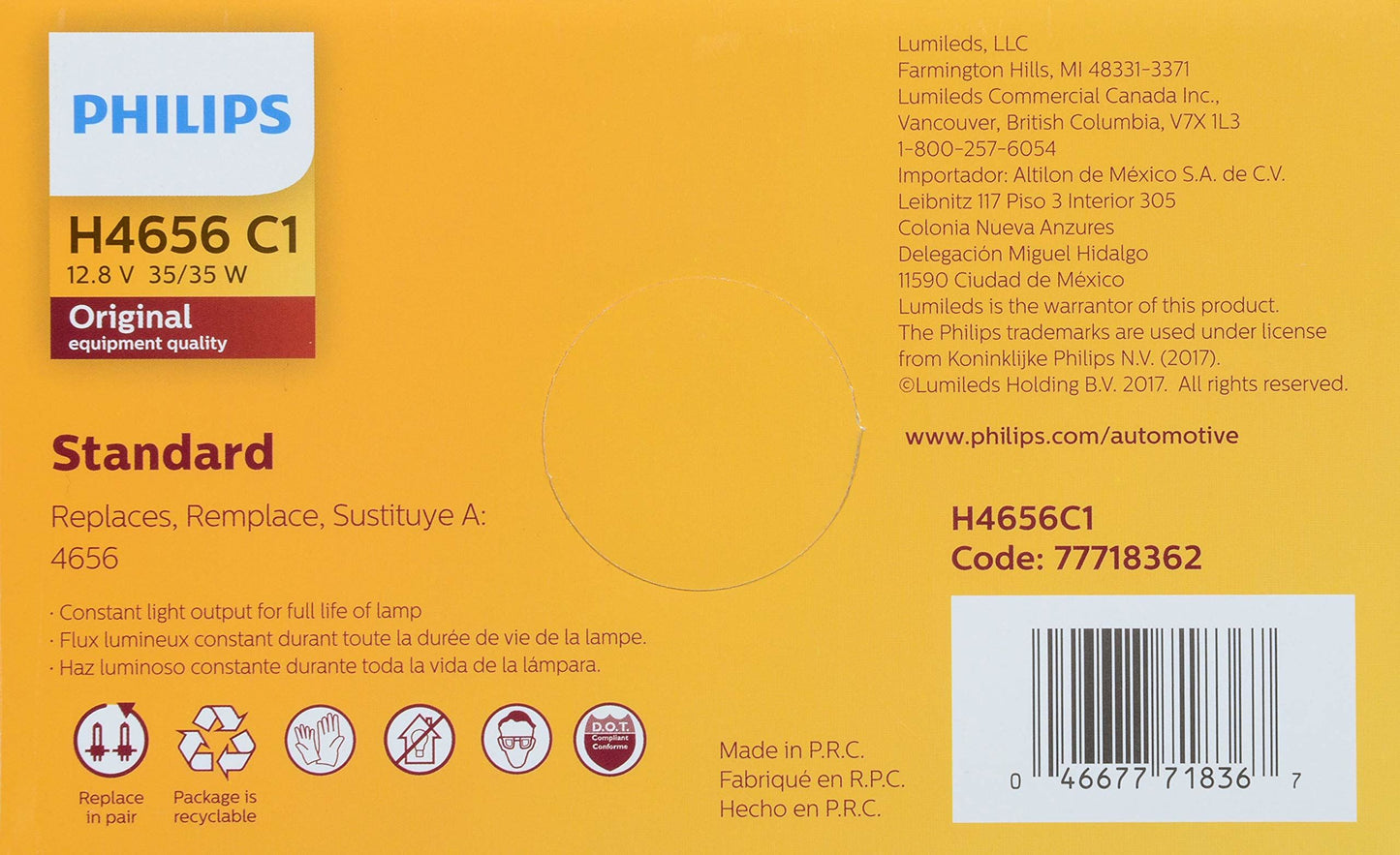 Philips H4656C1 Headlight Bulb