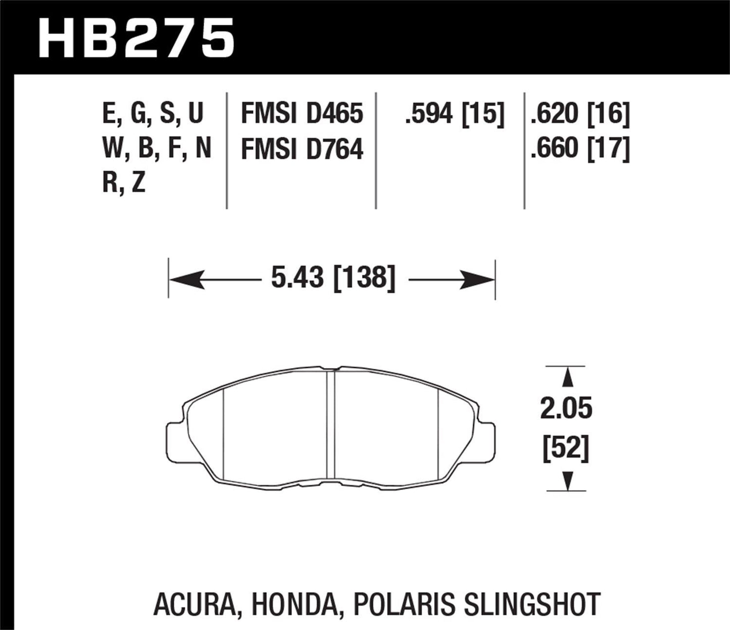 HAWK PERFORMANCE HB275F.620 Disc Brake Pad Set