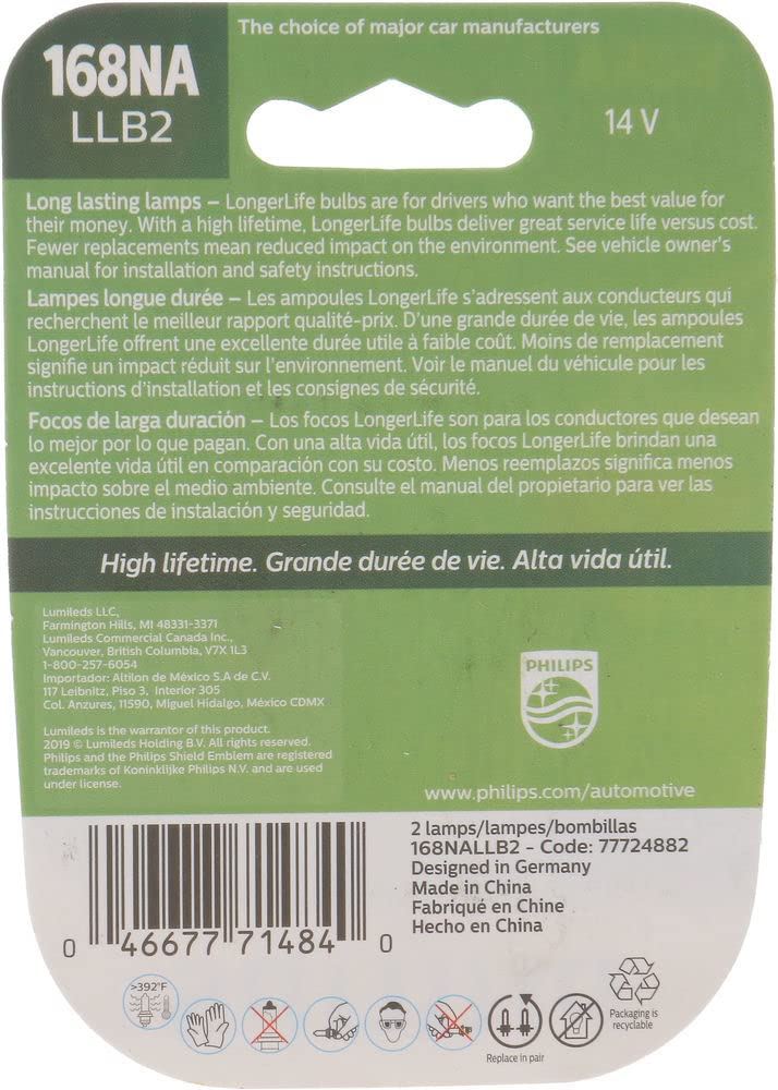 Philips 168NALLB2 Side Marker Light Bulb