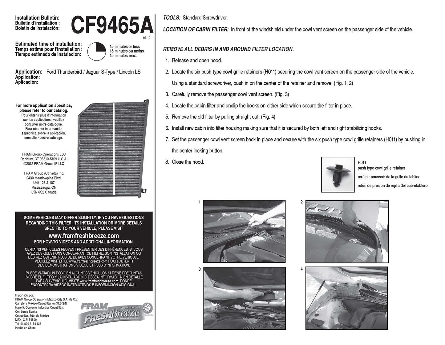 Fram CF9465A Cabin Air Filter