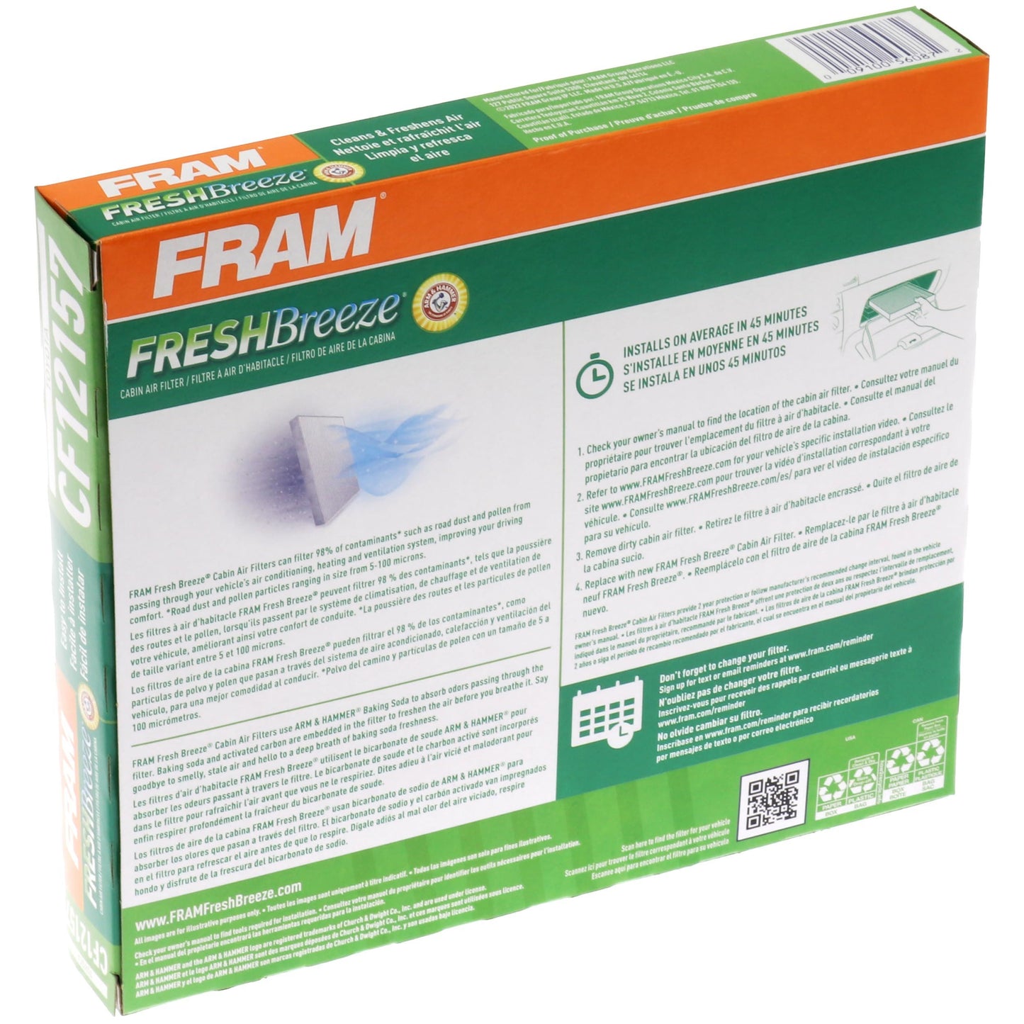Filtre à air d'habitacle Fram CF12157