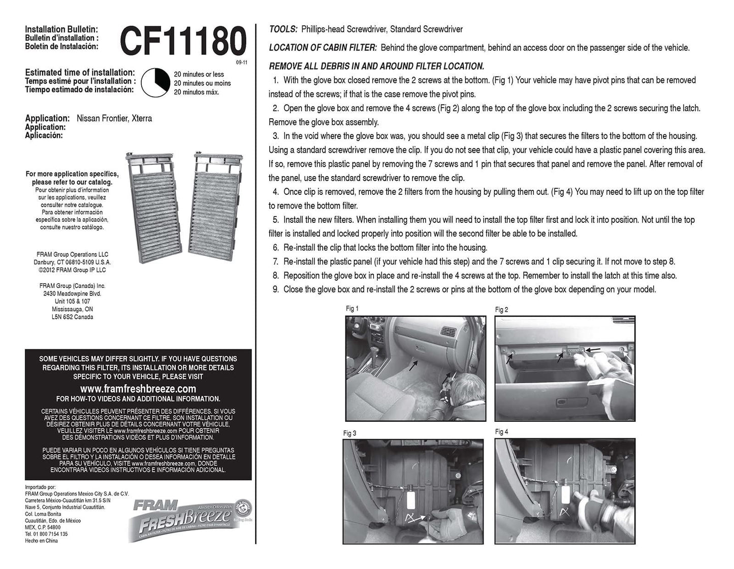 Fram CF11180 Cabin Air Filter