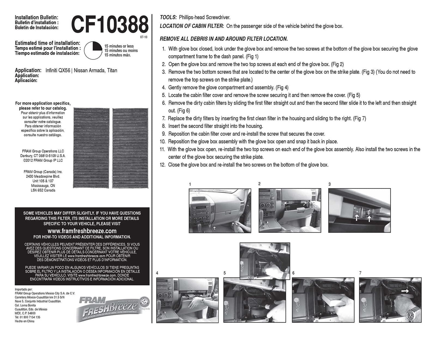 Fram CF10388 Cabin Air Filter