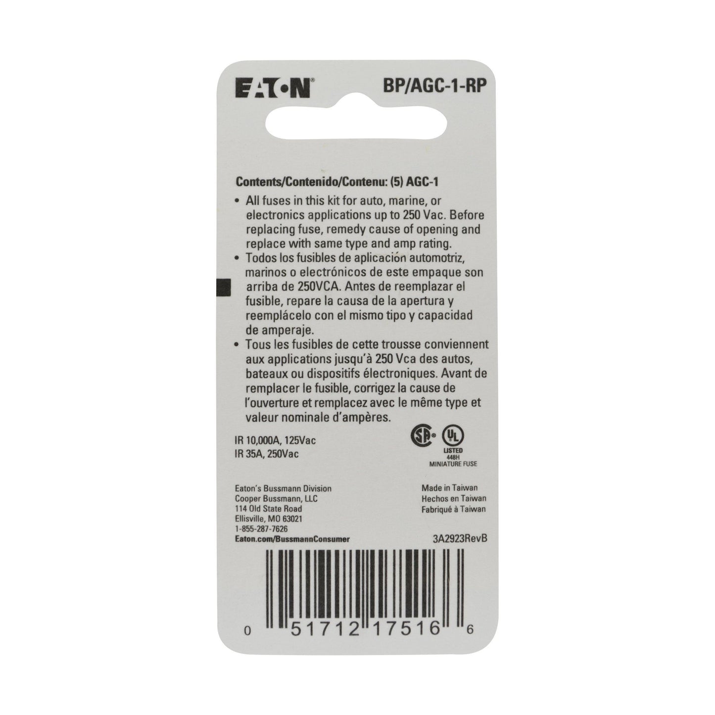 BUSSMANN BPAGC1RP