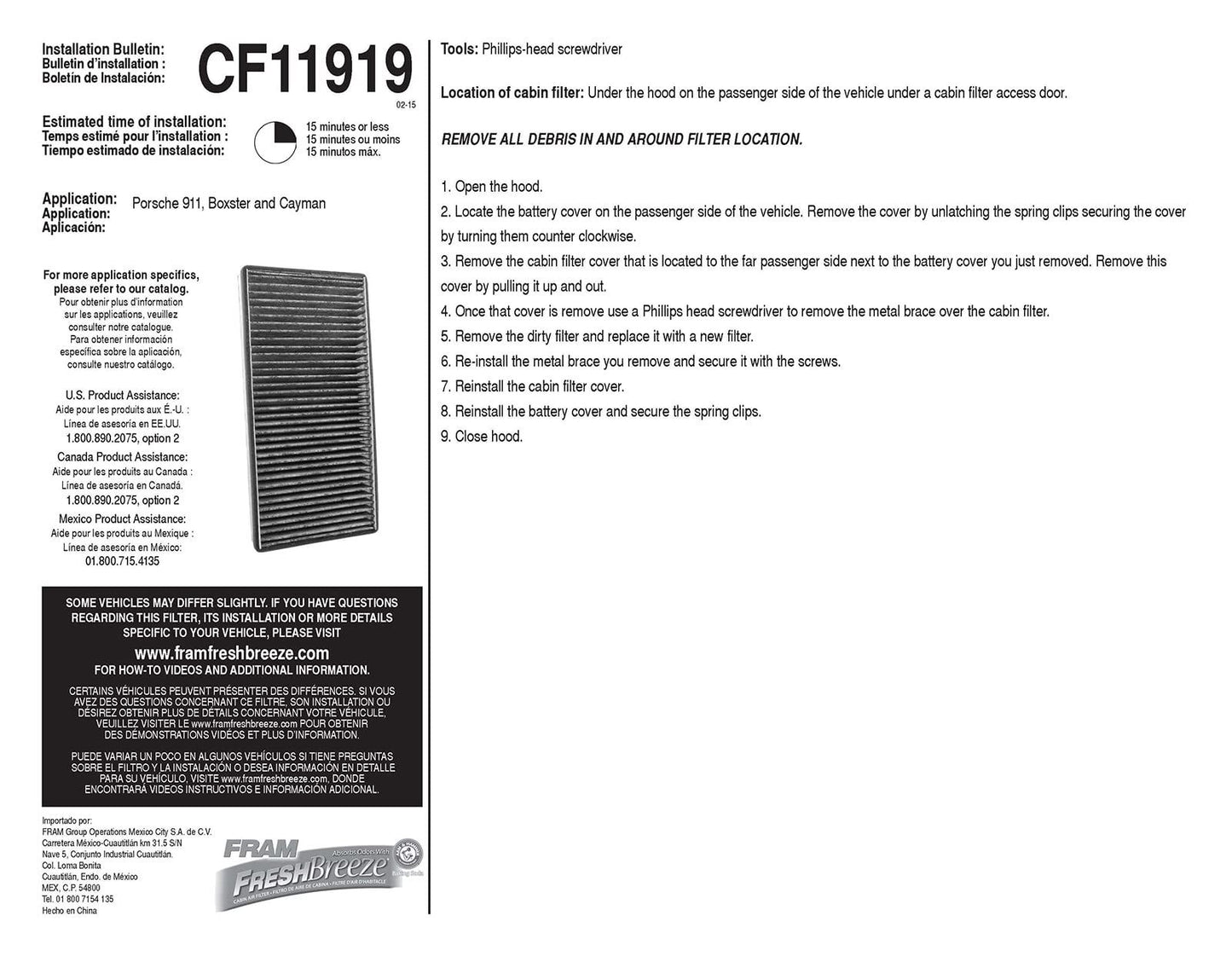 Fram CF11919 Cabin Air Filter