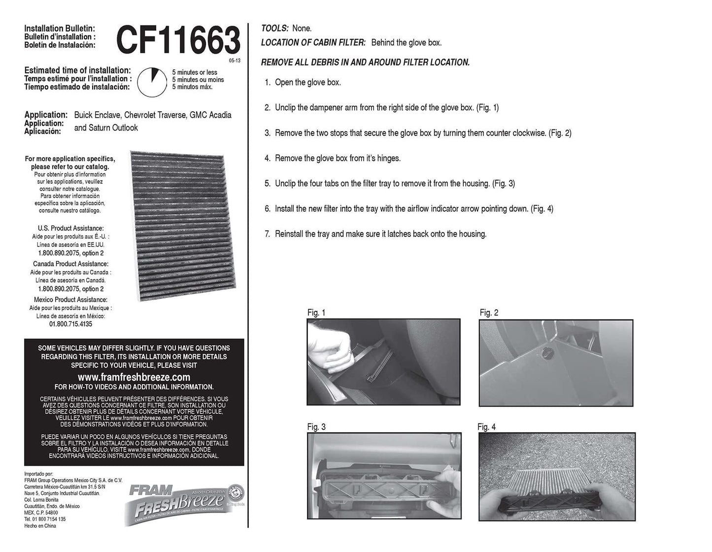 Filtro de aire de cabina Fram CF11663