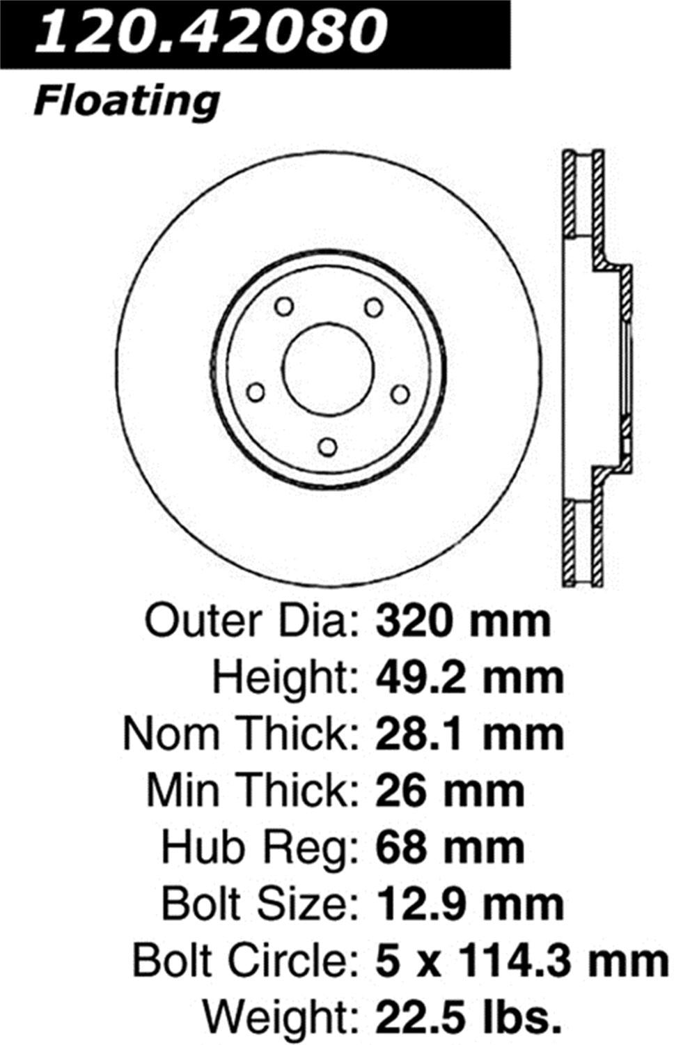 Stoptech 127.42080R Disc Brake Rotor