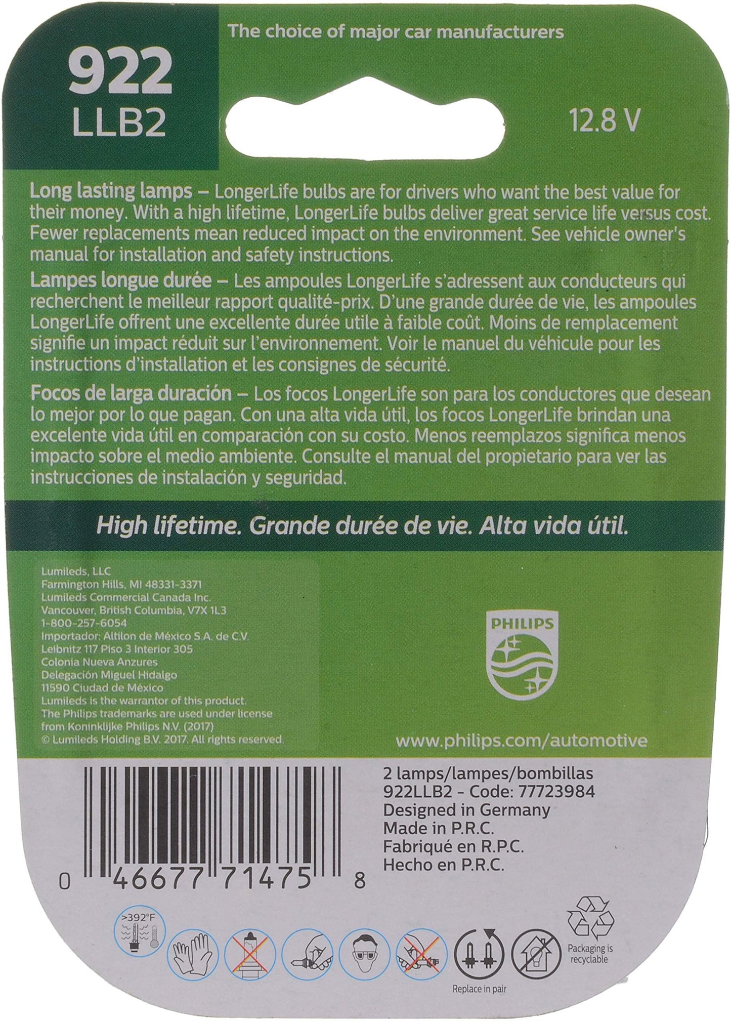 Philips 922LLB2 Bombilla de luz de freno de montaje alto central
