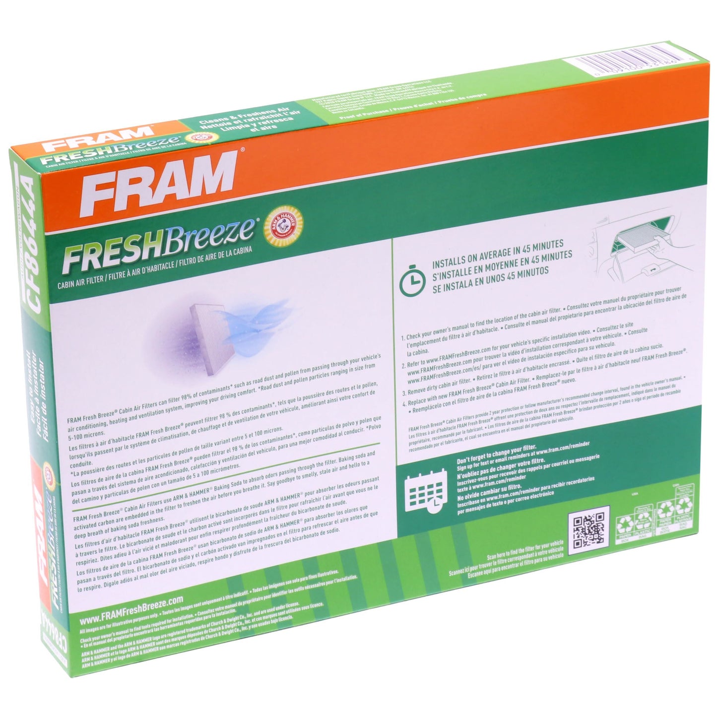 Filtre à air d'habitacle Fram CF8644A