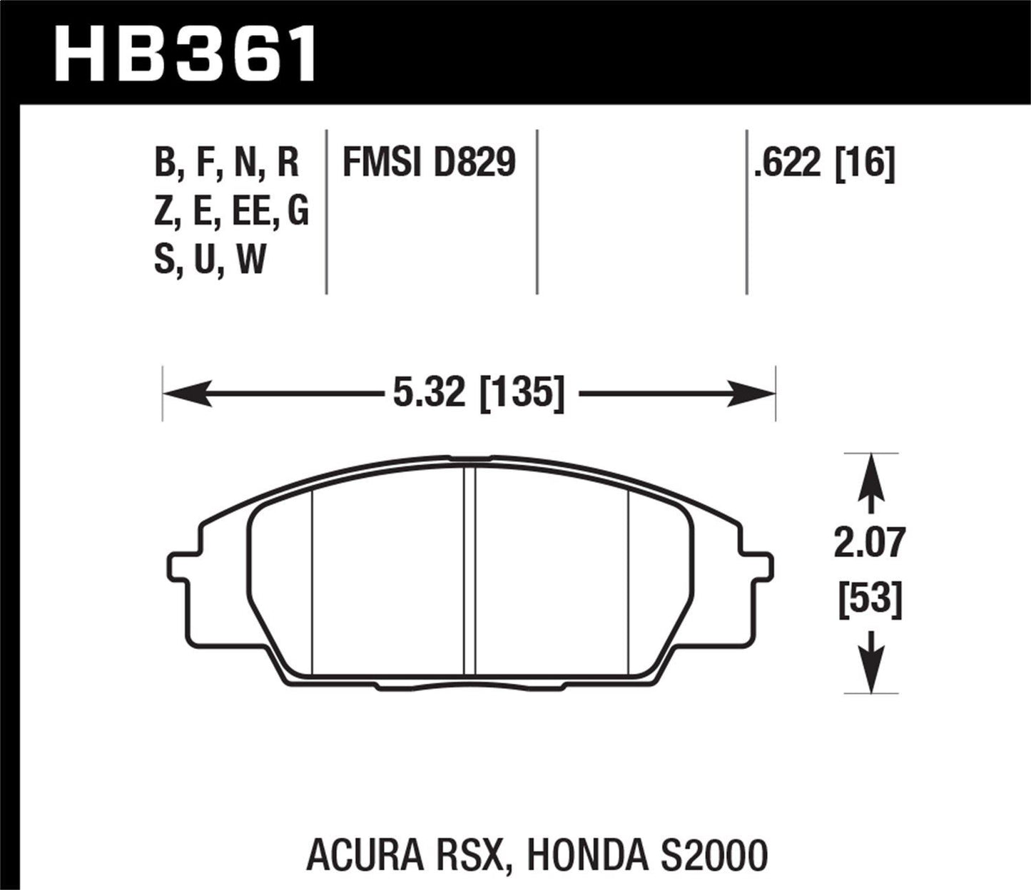 HAWK PERFORMANCE HB361N.622 Jeu de plaquettes de frein à disque