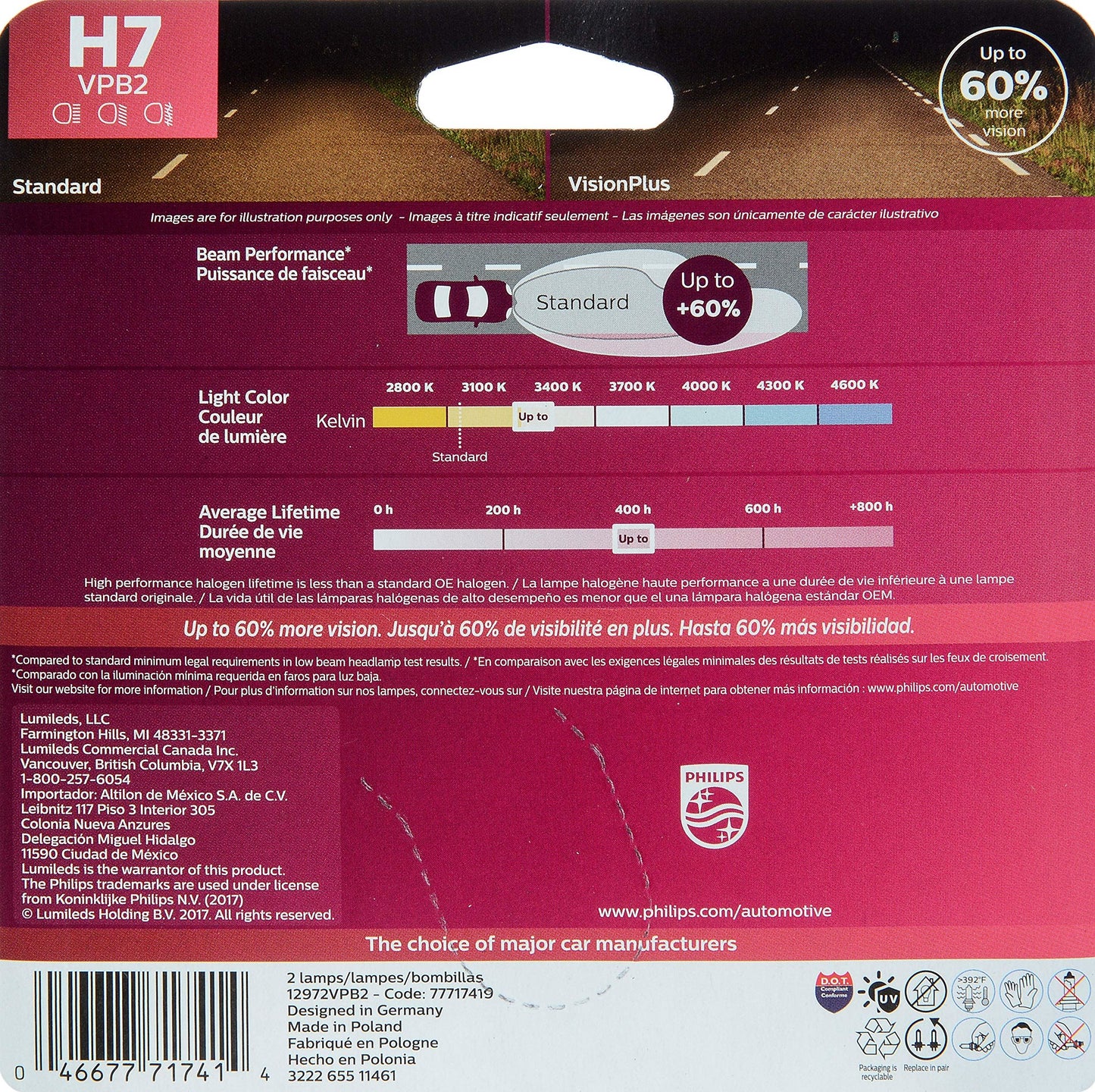 Bombilla para faros delanteros Philips H7VPB2