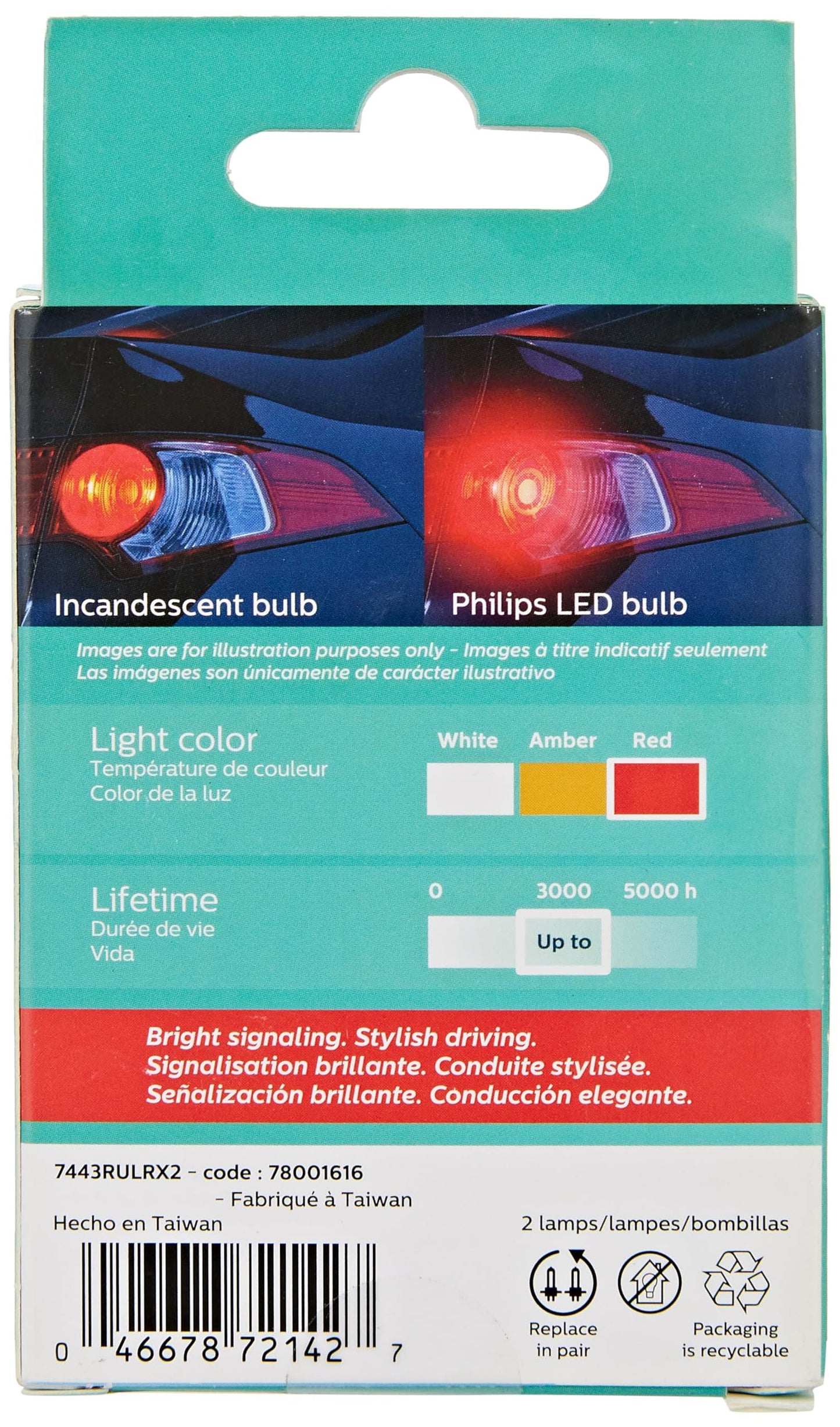 Philips 7443RLED Brake Light Bulb