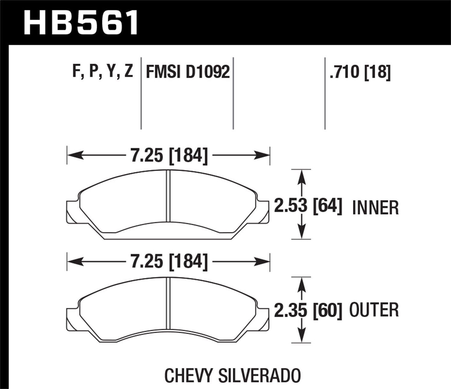 HAWK PERFORMANCE HB561Y.710 Disc Brake Pad Set
